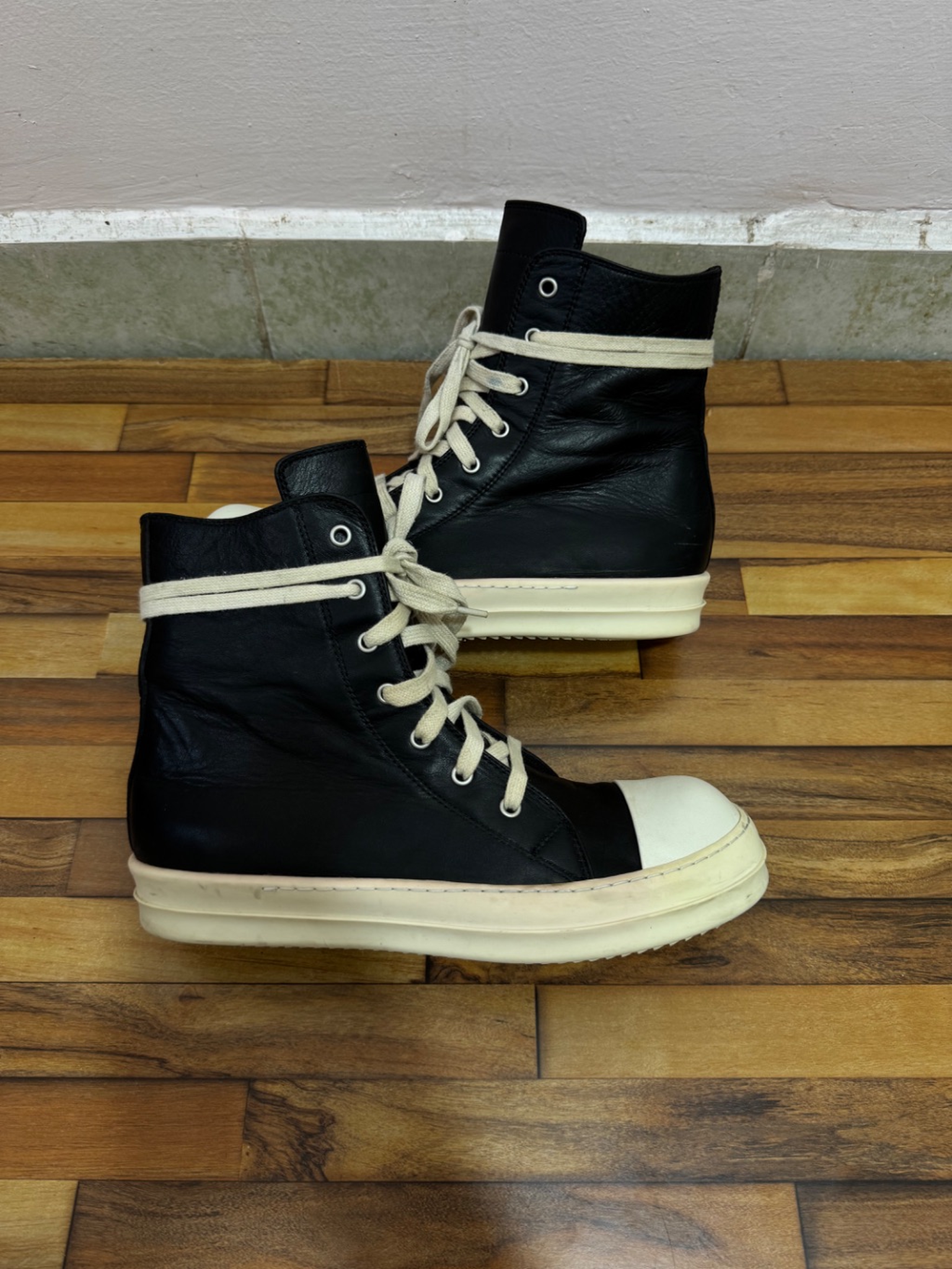 RICK OWENS RAMONES LEATHER HIGH TOPS