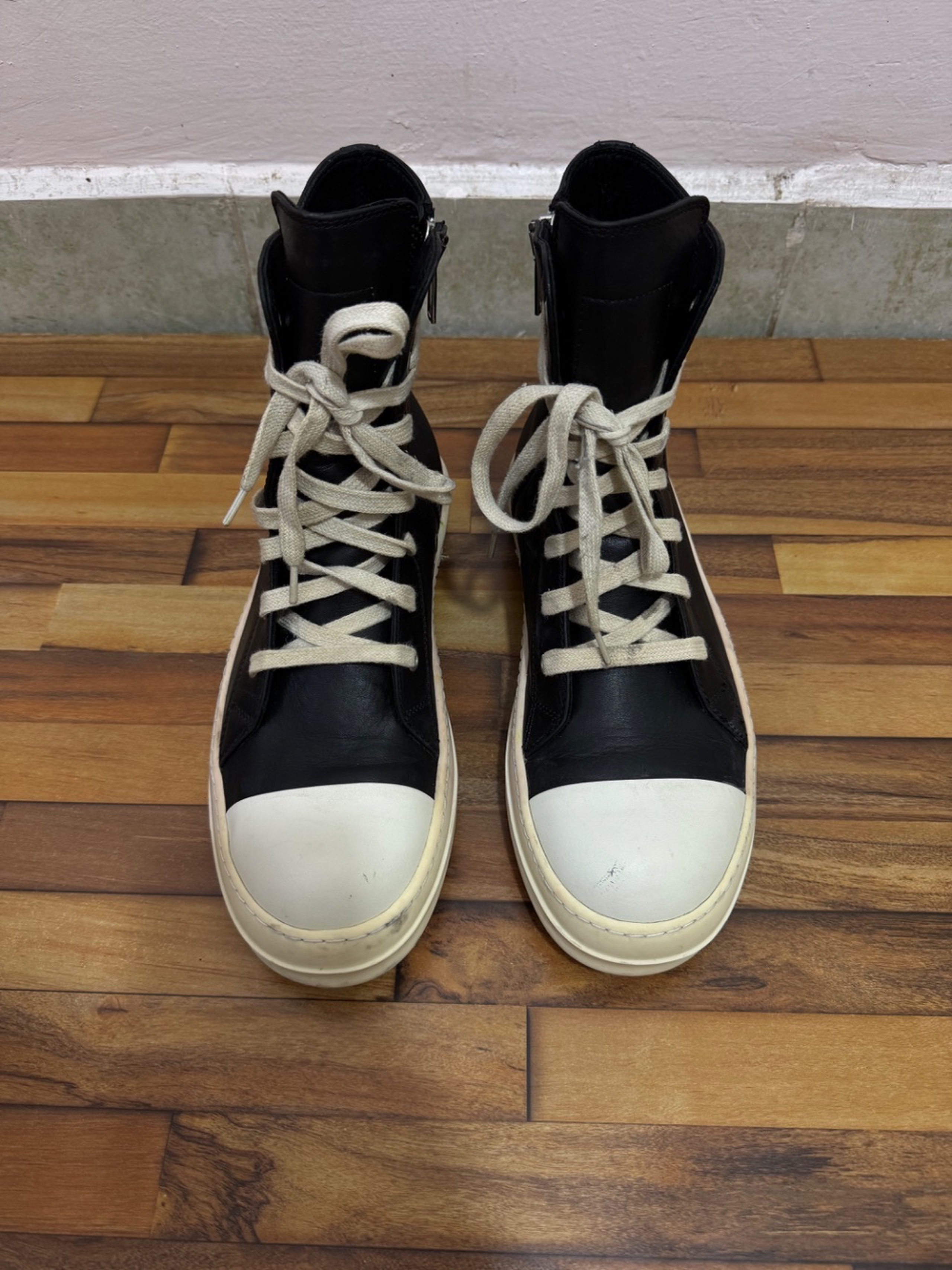 RICK OWENS RAMONES LEATHER HIGH TOPS