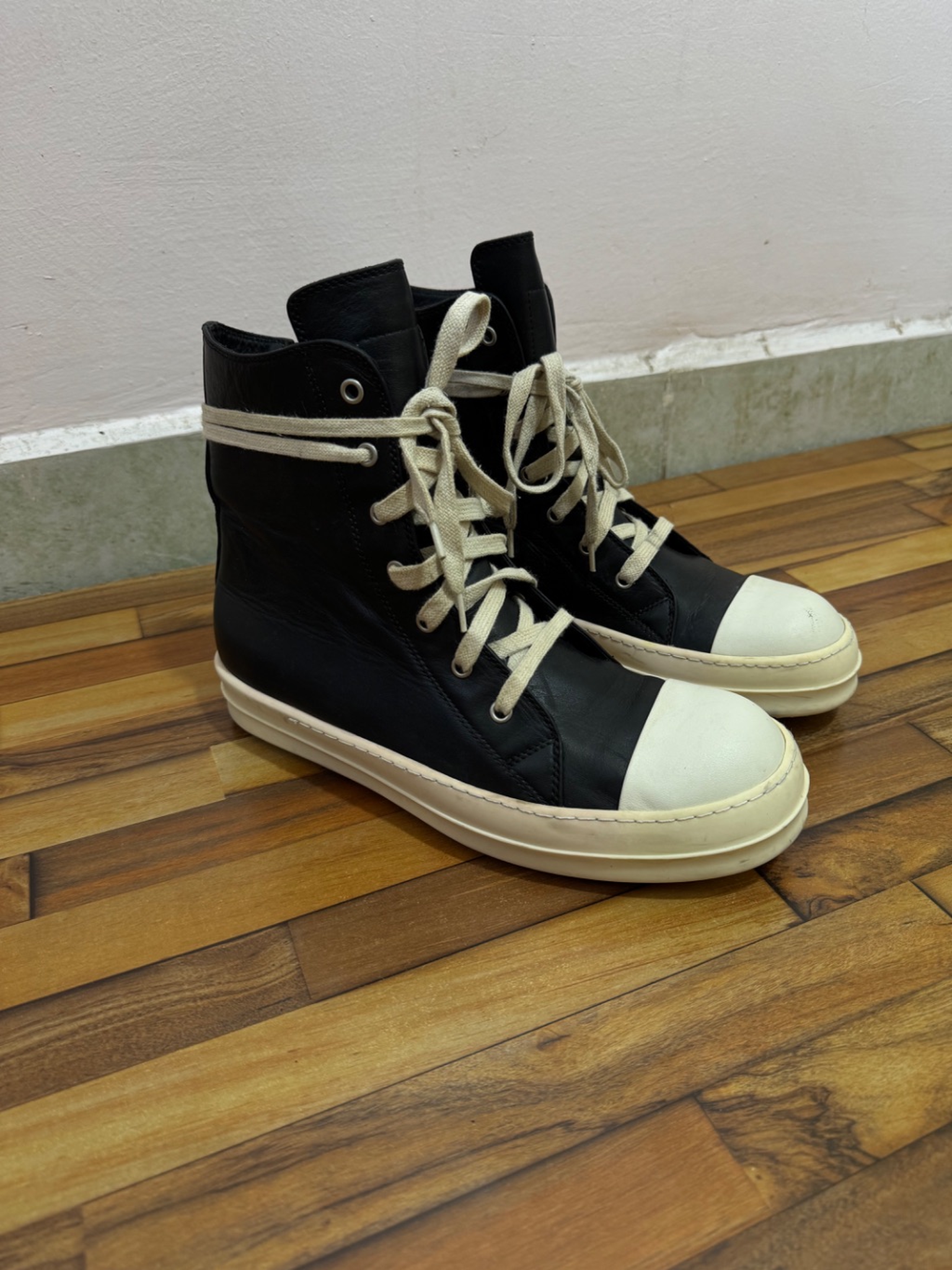 RICK OWENS RAMONES LEATHER HIGH TOPS