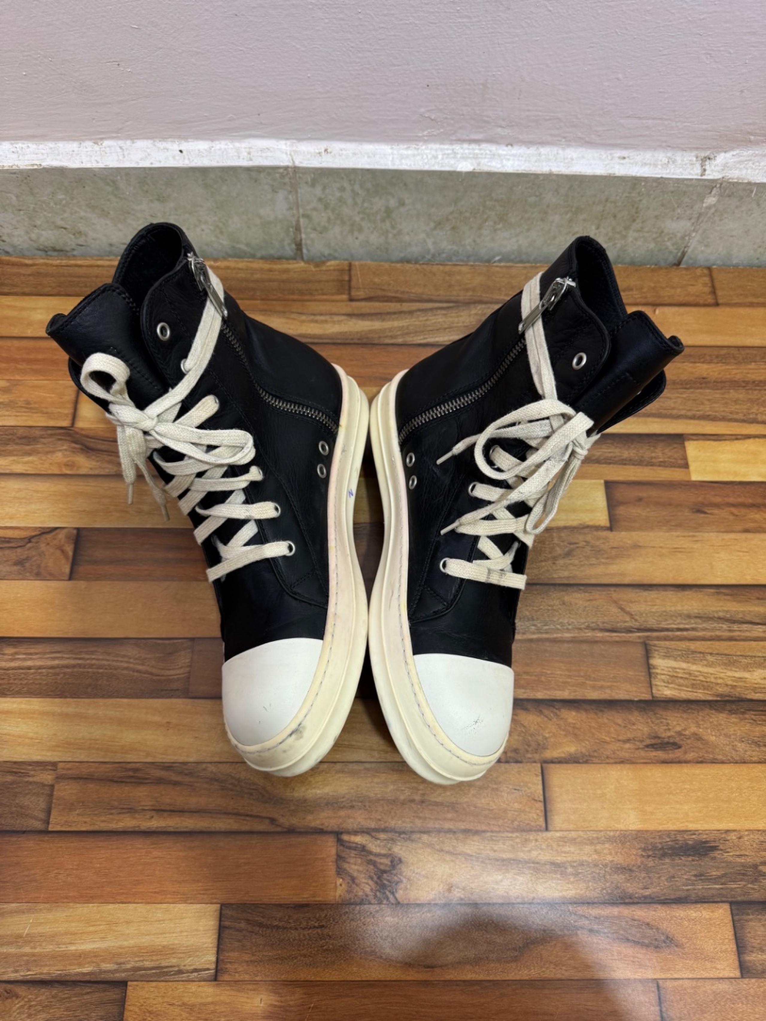 RICK OWENS RAMONES LEATHER HIGH TOPS