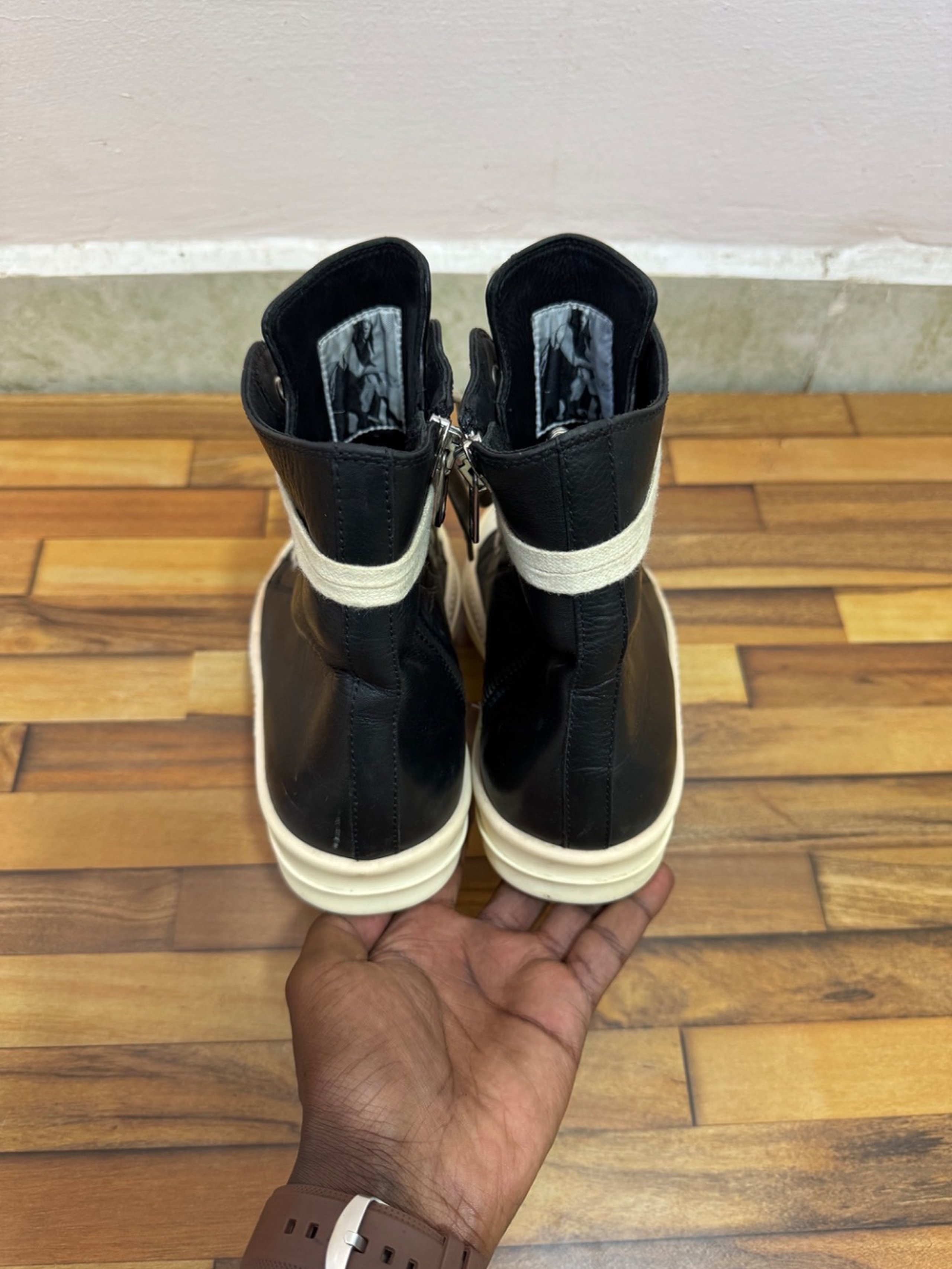RICK OWENS RAMONES LEATHER HIGH TOPS