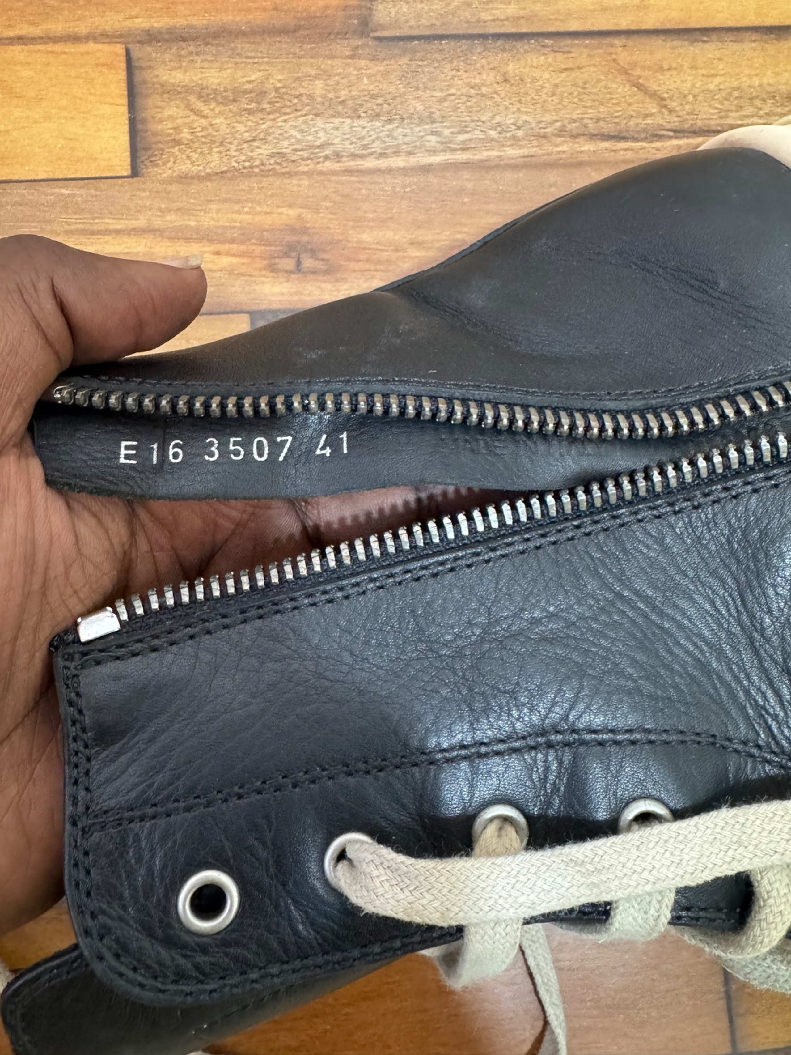 RICK OWENS RAMONES LEATHER HIGH TOPS