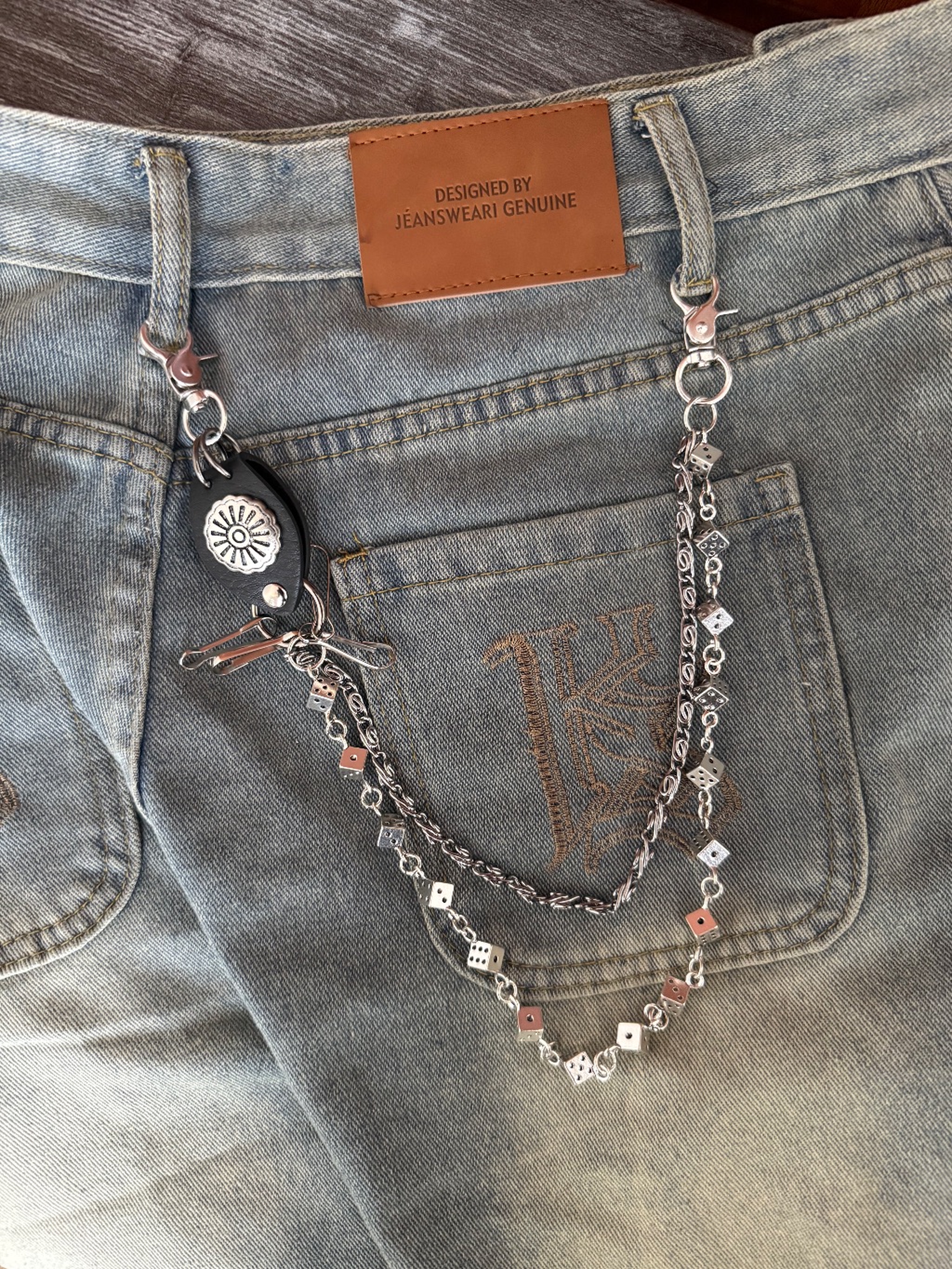 Dice double layer pant chain