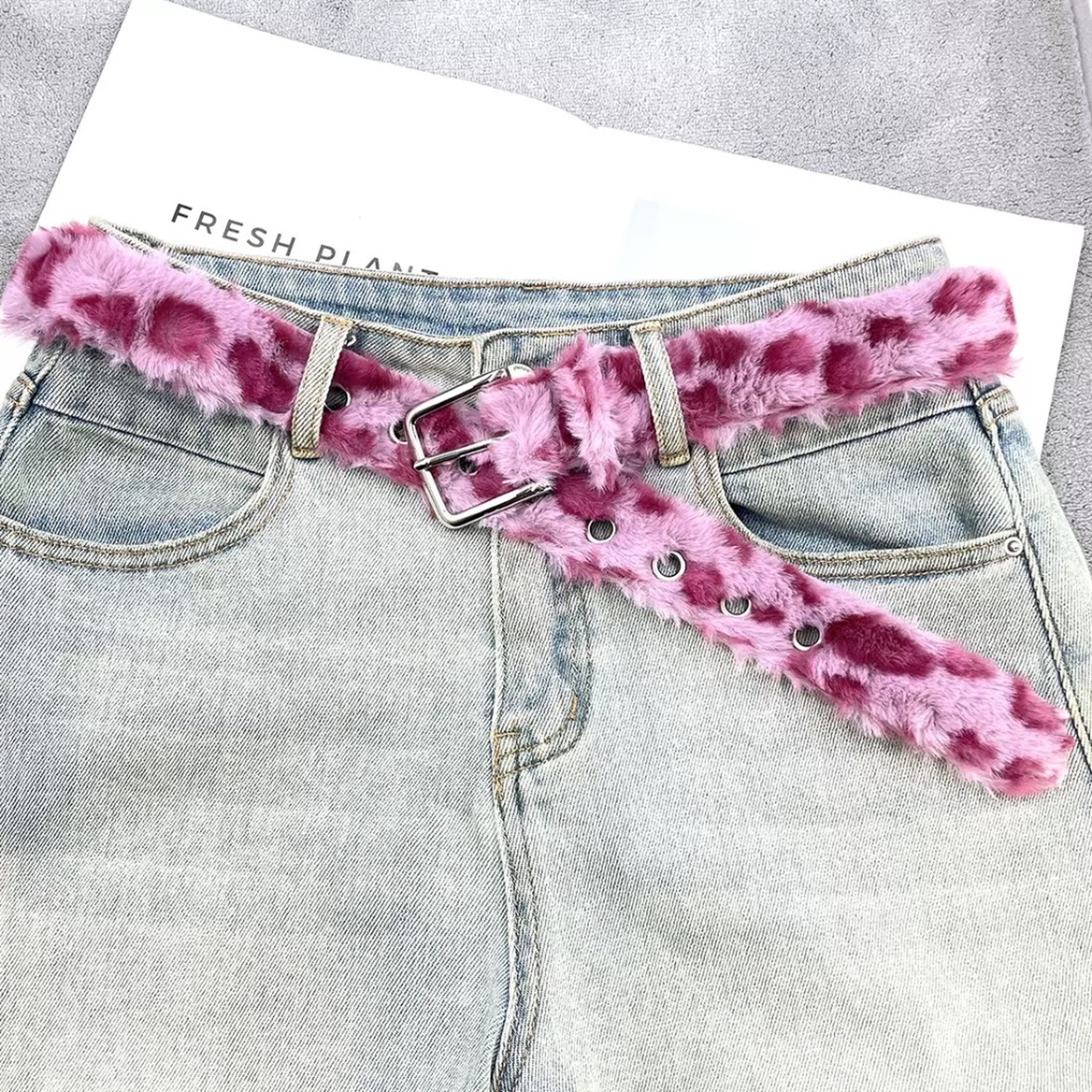 Pink plush leopard print 