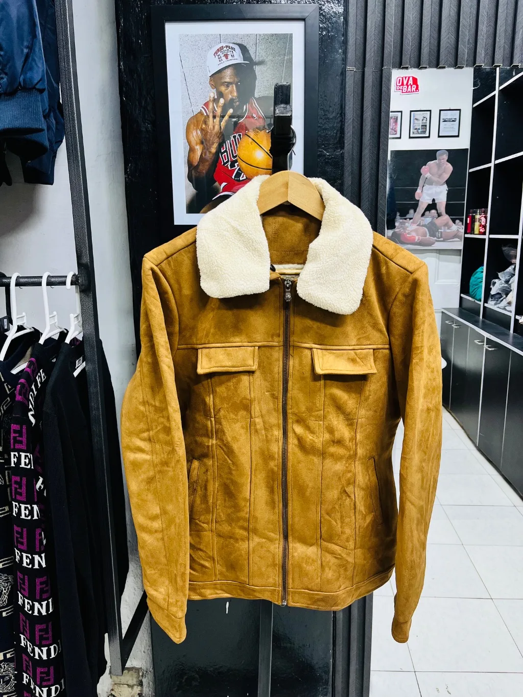 Denim fur jacket