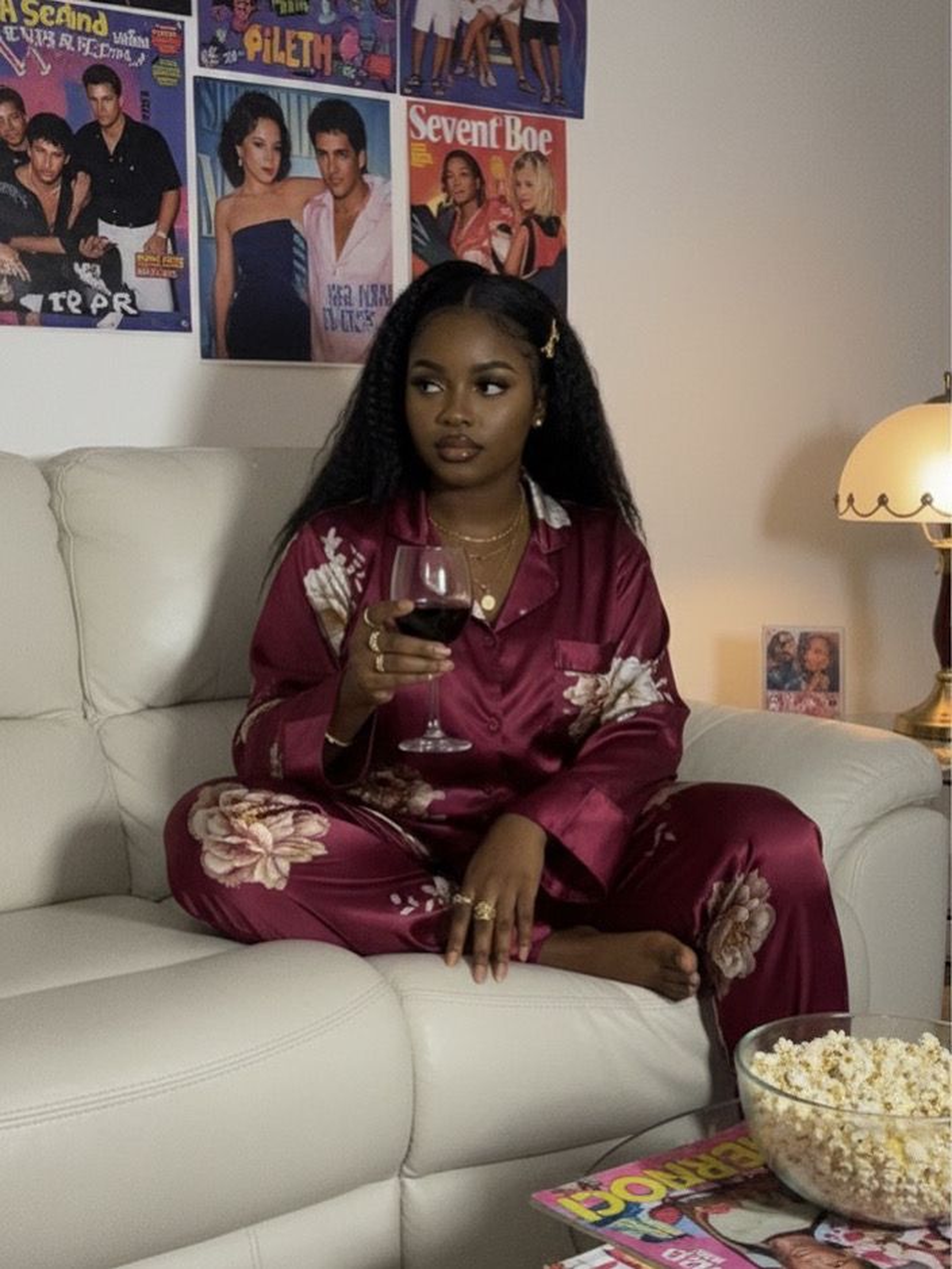 Floral Satin Matching Two-Piece Pajama Set