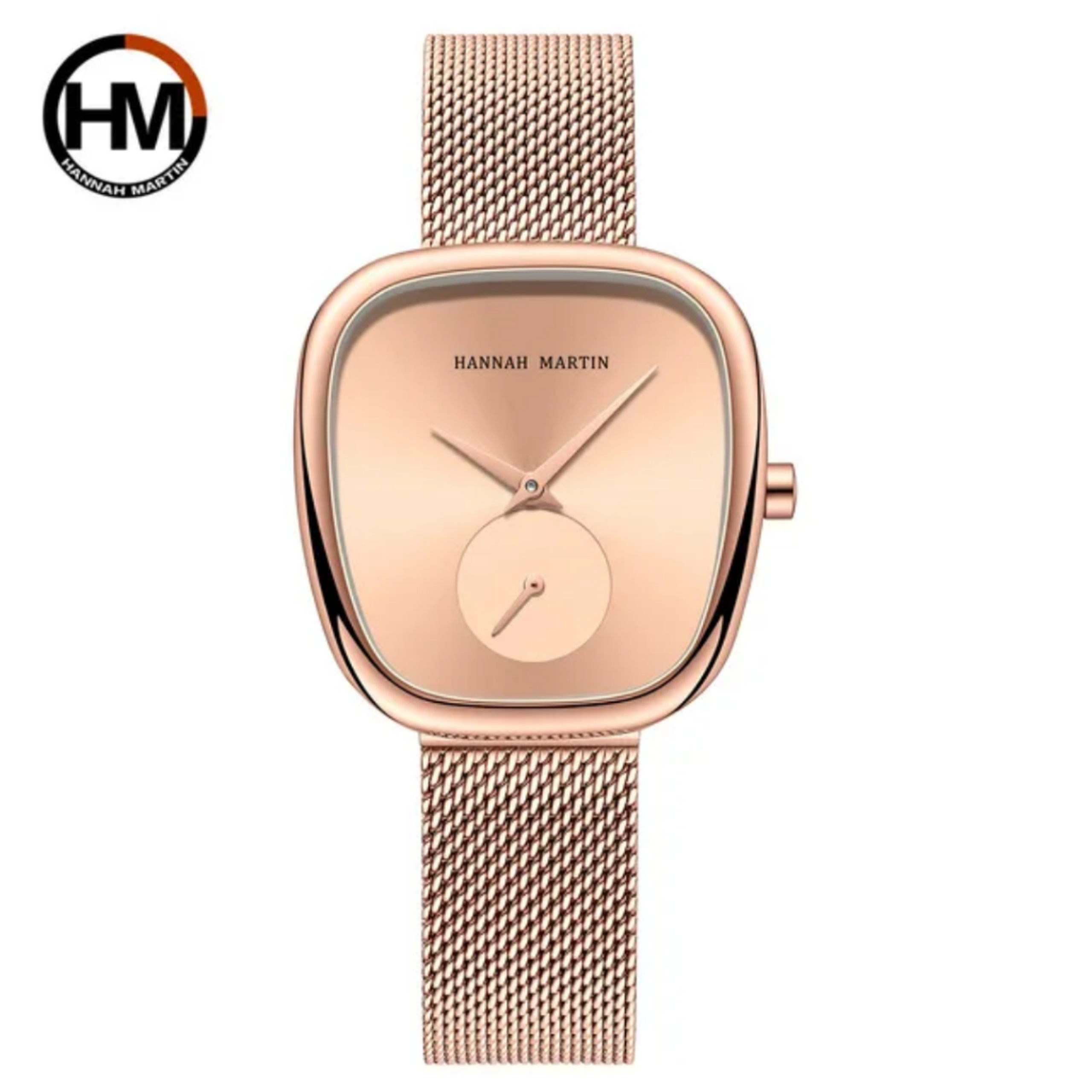 Rose Gold Curved Square Hannah Martin Watch with Rose Gold Face + Matching Bracelet Set