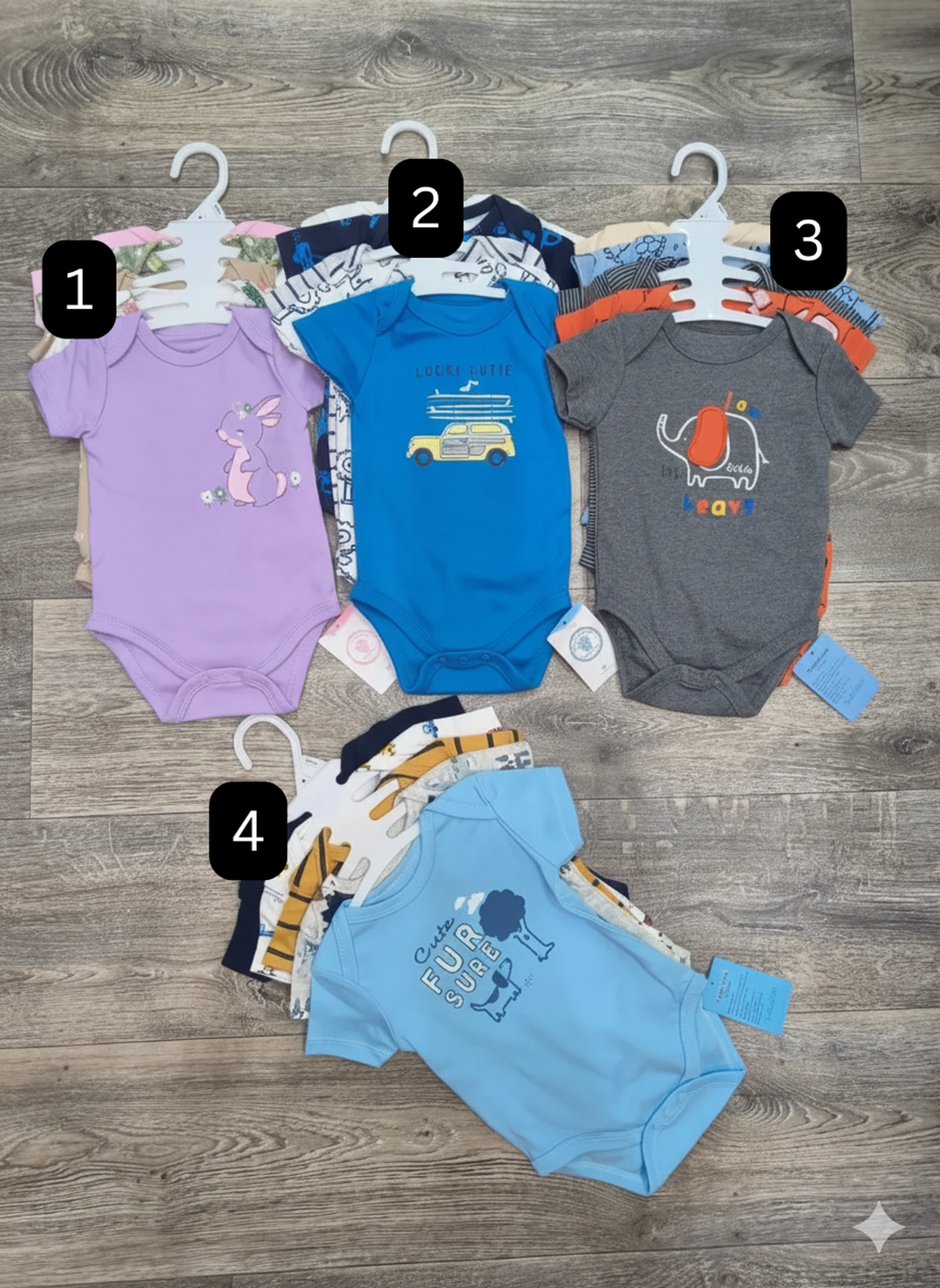 5pc Short Sleeve Cotton Baby Bodysuits (Onesies) | Soft & Easy Change