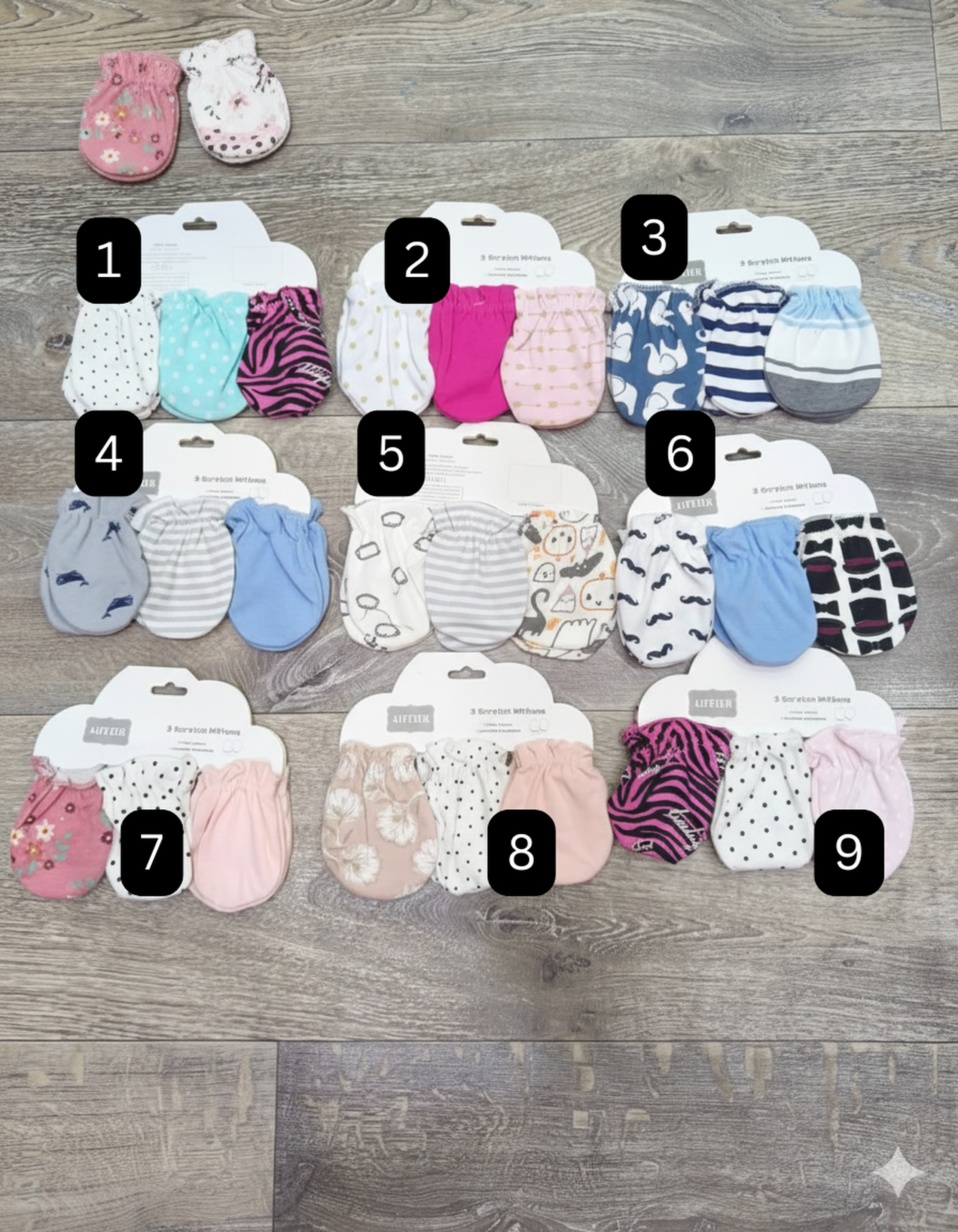 3piece Soft Cotton Baby Mittens 