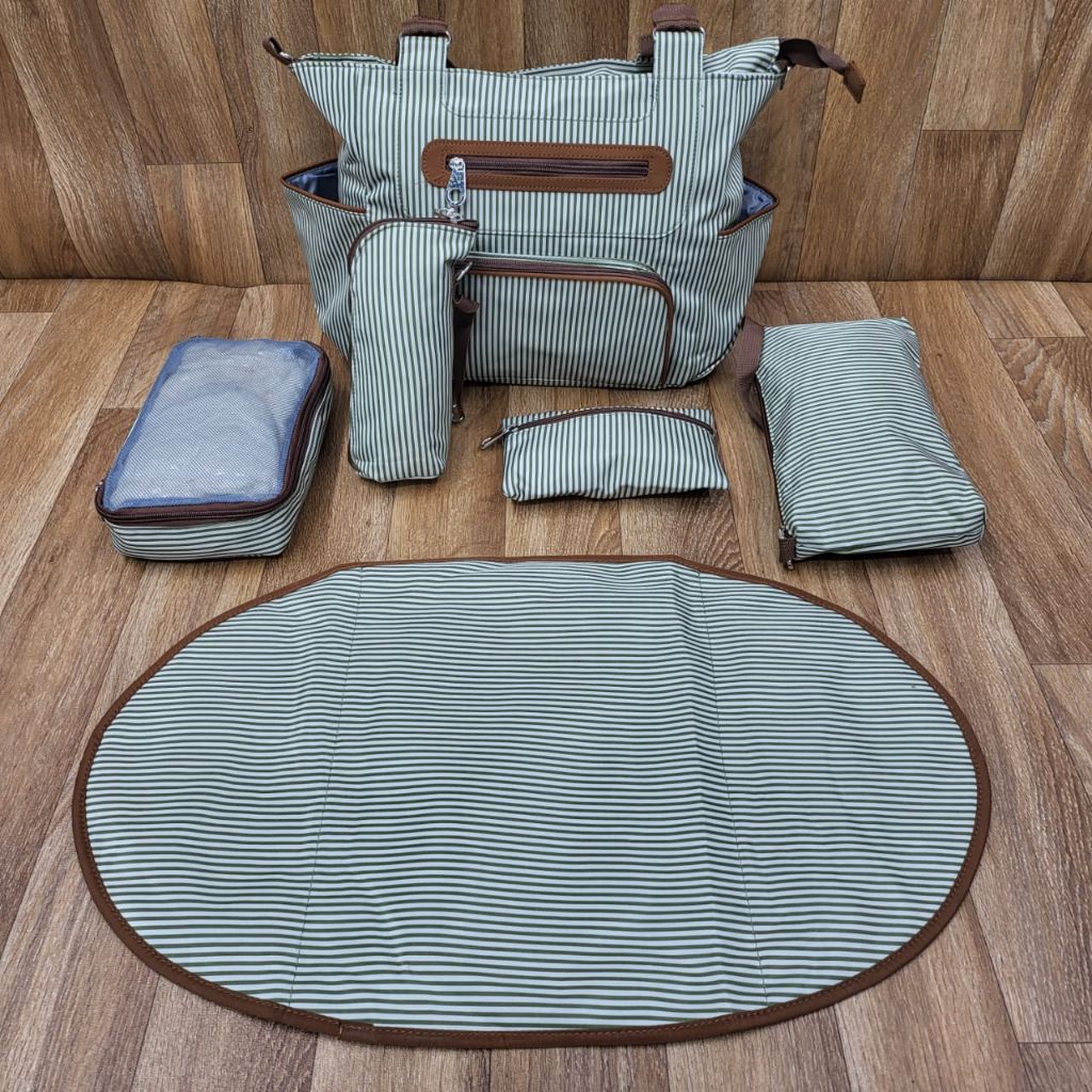 6-Piece Baby Diaper Bag Set | Geometric Pattern Travel Tote