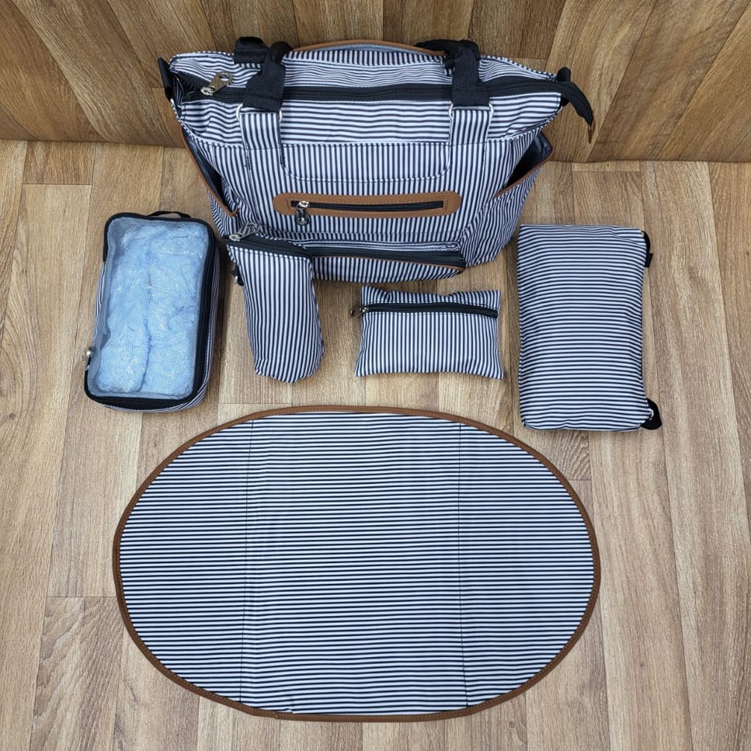 6-Piece Baby Diaper Bag Set | Geometric Pattern Travel Tote