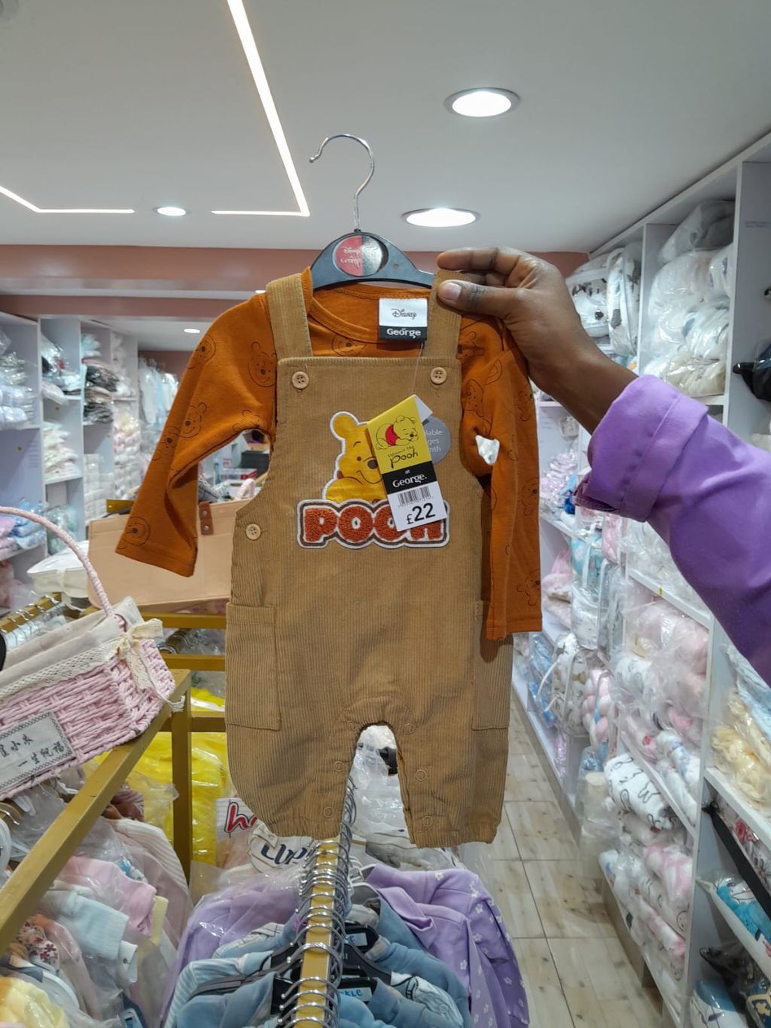 George Disney The Lion King Simba Corduroy Overall Set - Long-Sleeve Top & Green Dungarees