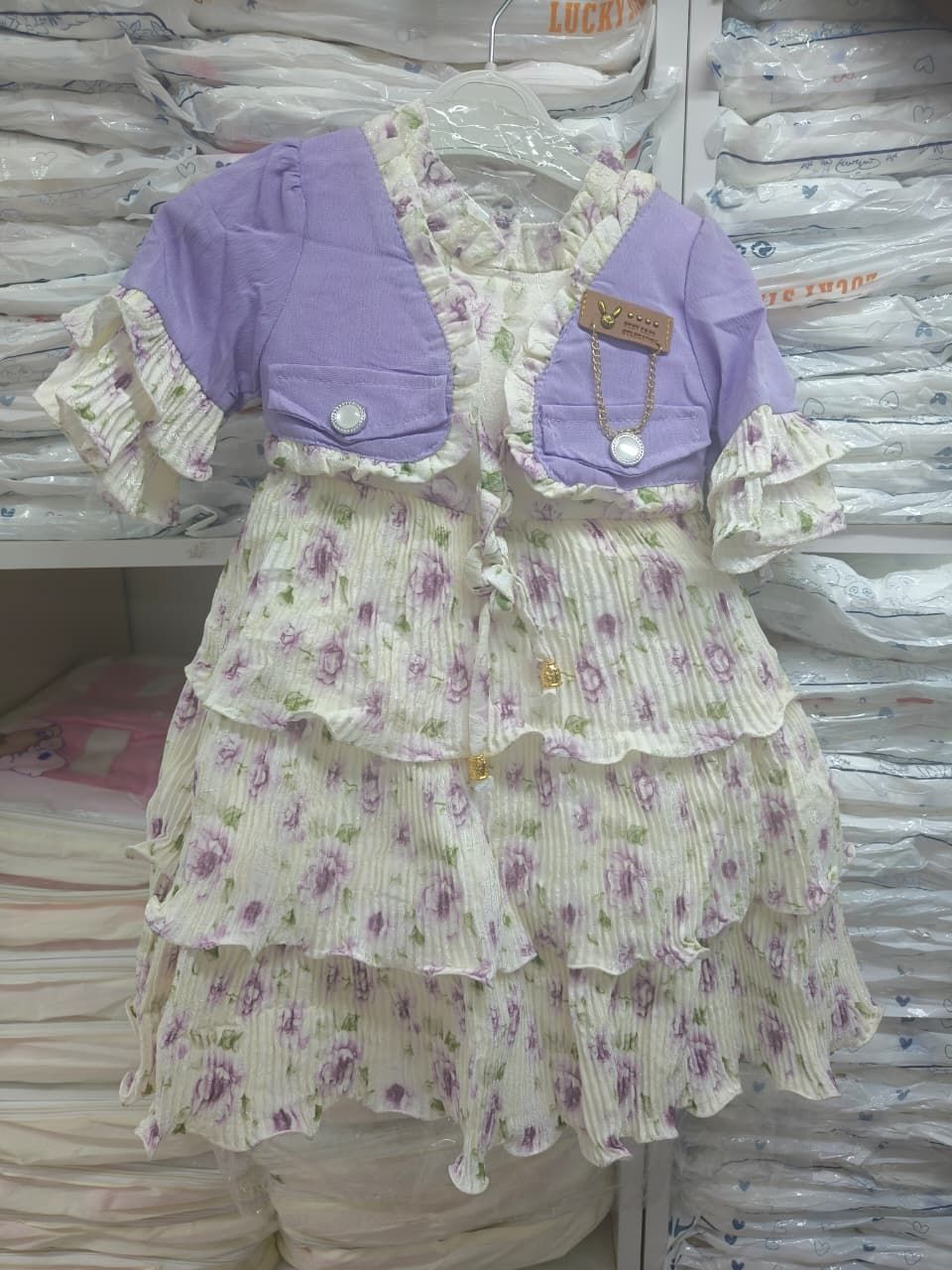Miss Kaiyi Girls' Mint Floral Dress Set with Bolero Jacket & Butterfly Purse
