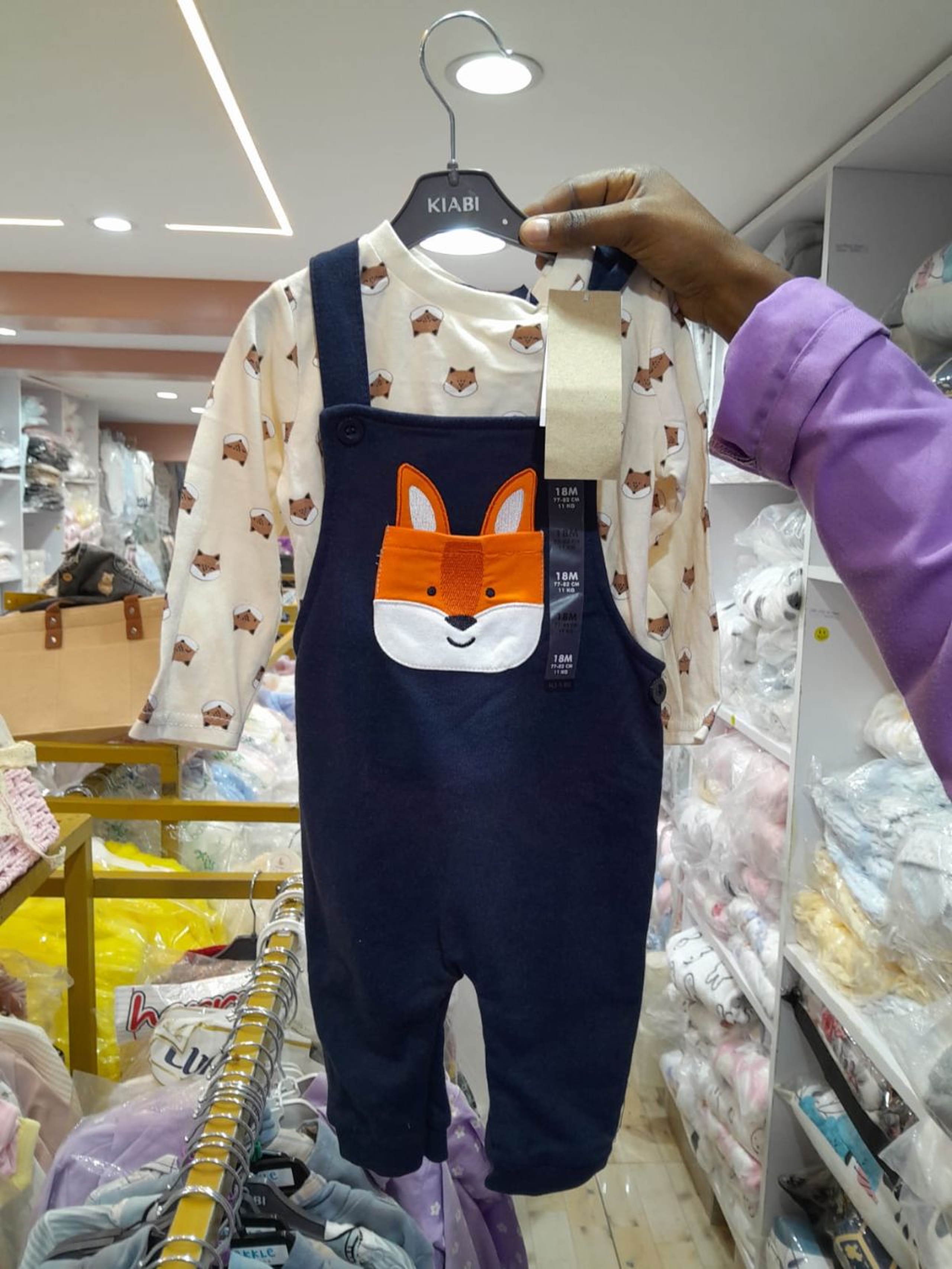 George Disney The Lion King Simba Corduroy Overall Set - Long-Sleeve Top & Green Dungarees