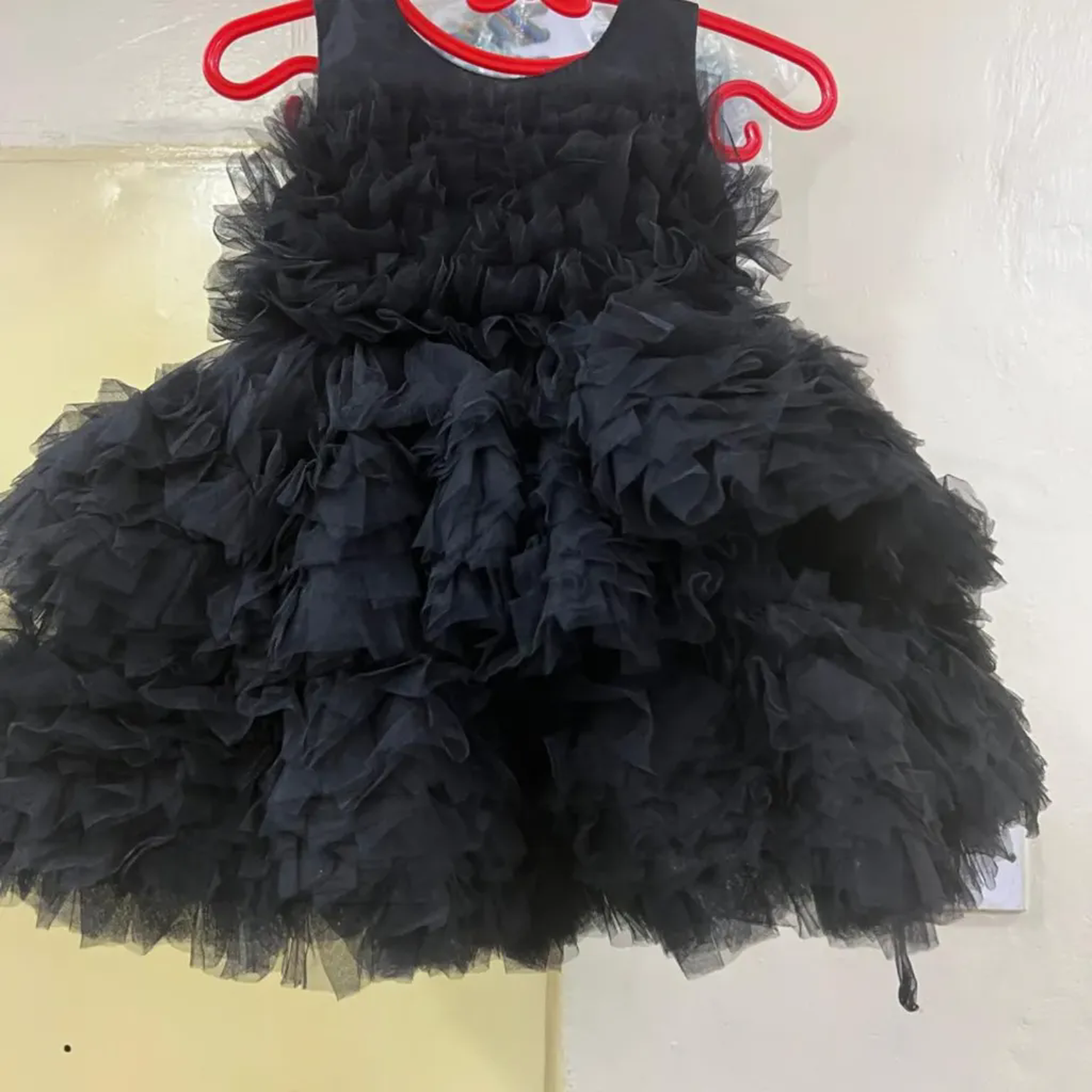 Luxury Baby Girl Tulle & Ruffle Dress - Sparkle Belt & Flower Detail