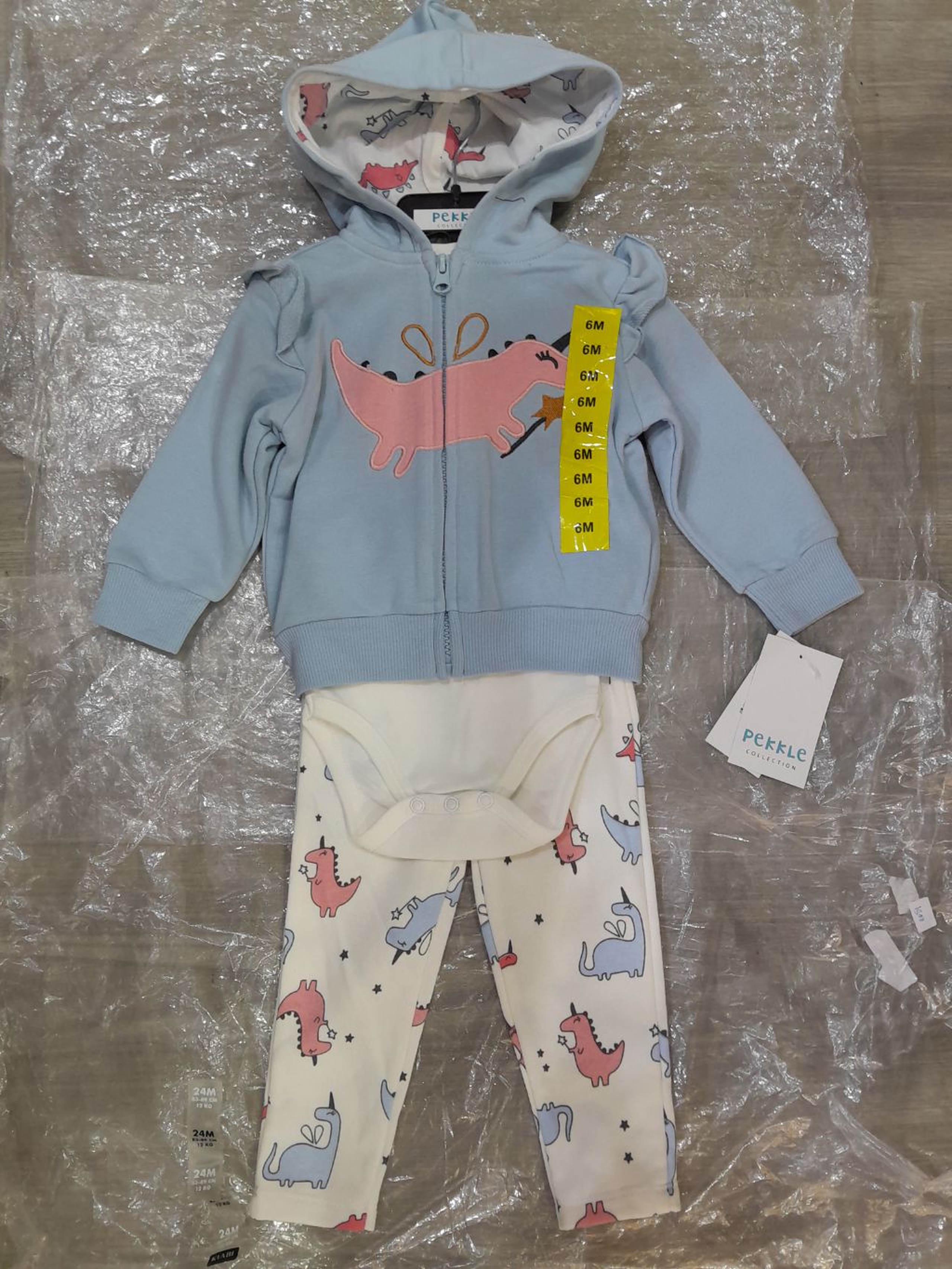 PEKKE "Little Dragon" 3-Piece Hooded Zip-Up Set (Jacket, Bodysuit, & Pants)