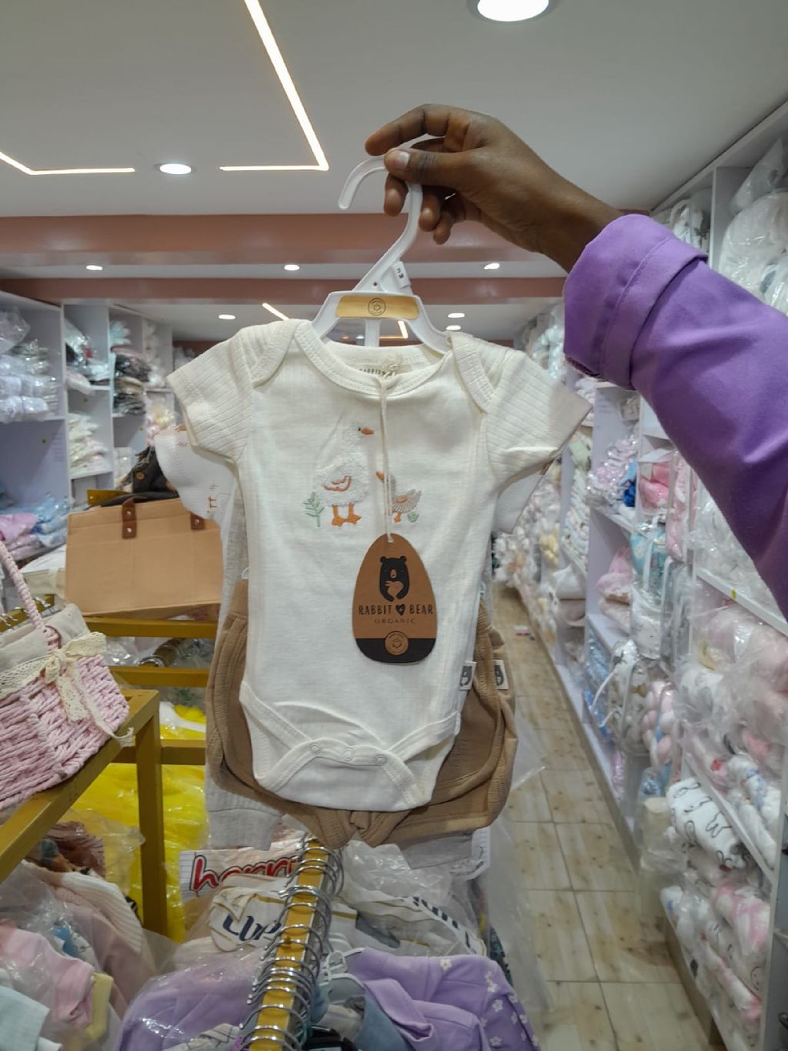 Rabbit Bear Organic Cotton Baby Short Sleeve Bodysuit (Onesie) - Animal Print