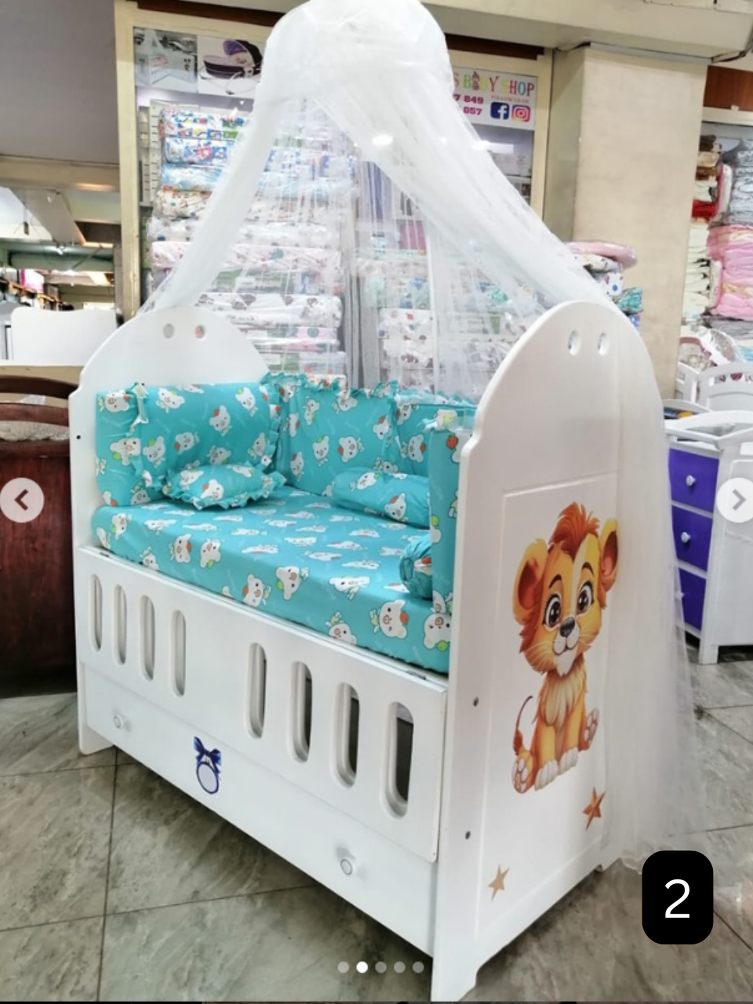 Luxury MDF Baby Cot (Convertible Options) - White with Pink Mickey & Minnie Bedding