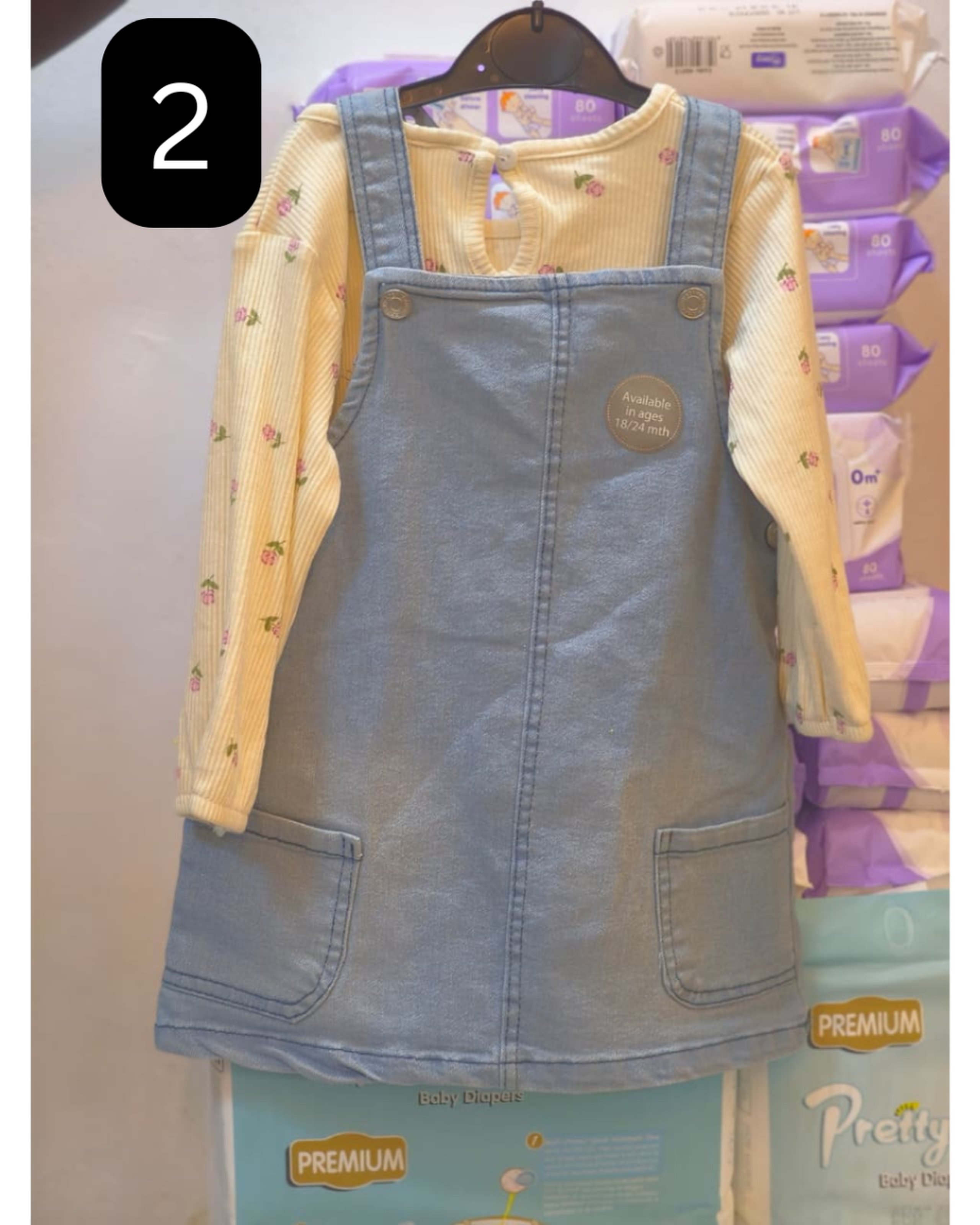 girls dungaree and top set