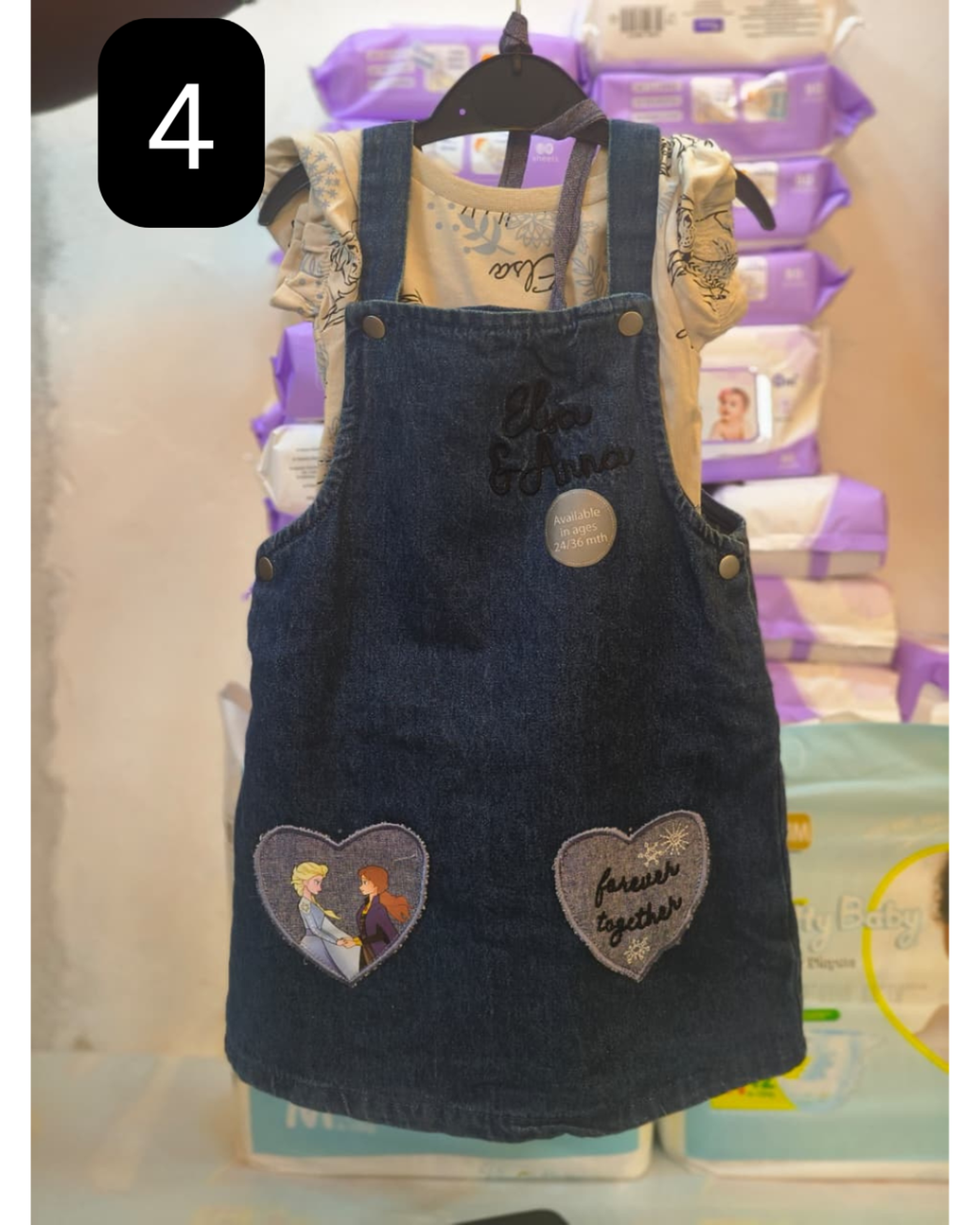 girls dungaree and top set