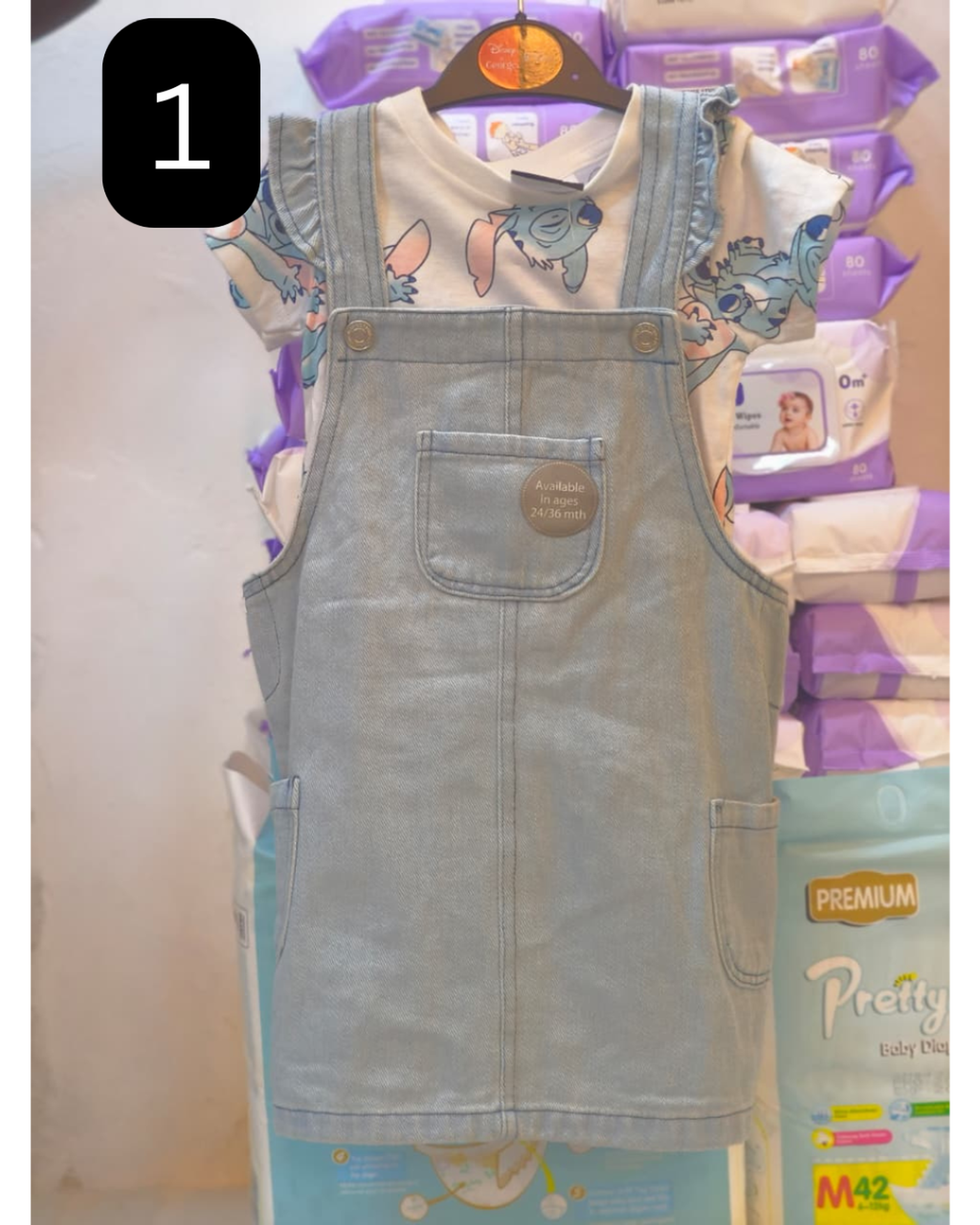 girls dungaree and top set