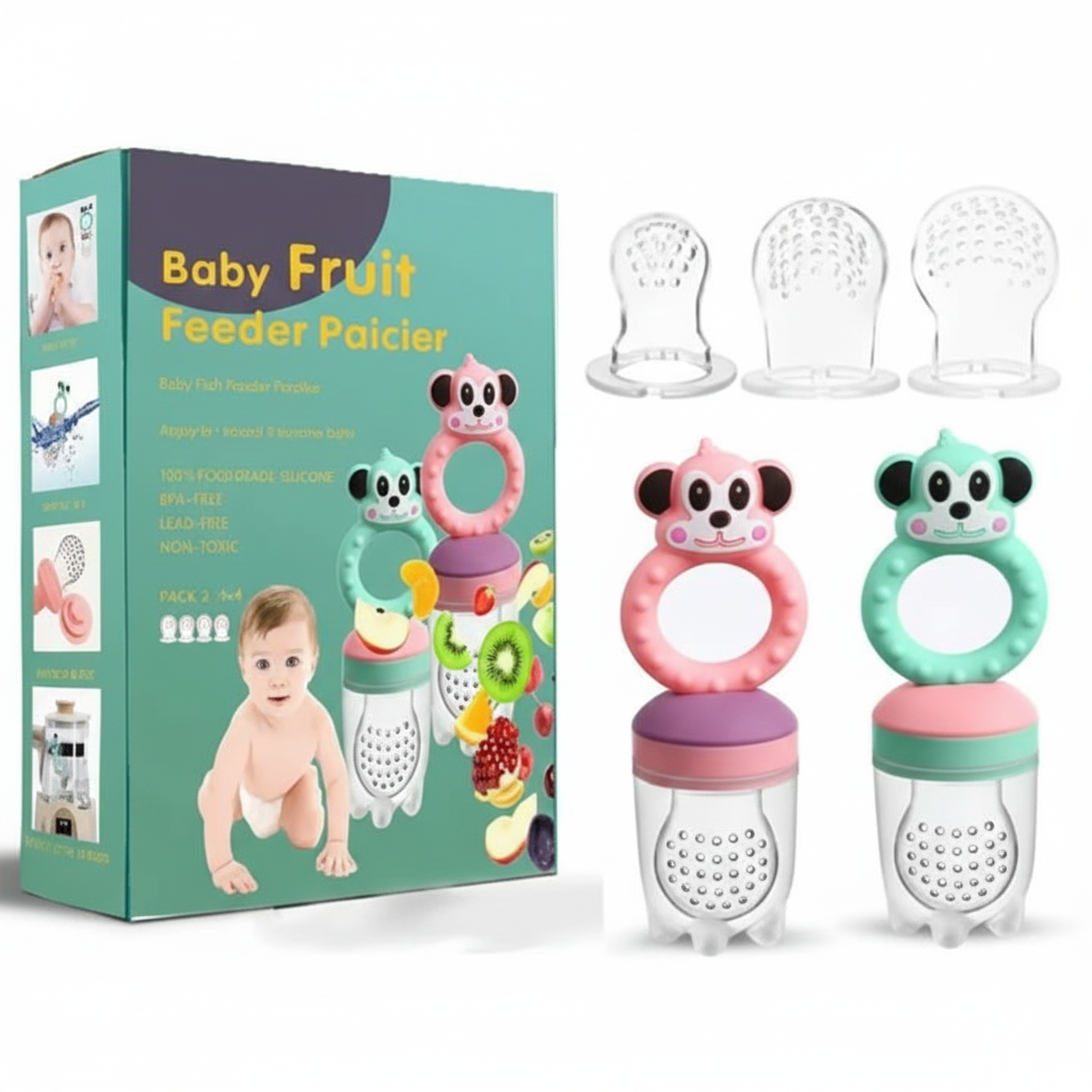 Colorful Multi-Pack Silicone Baby Pacifiers for Infants