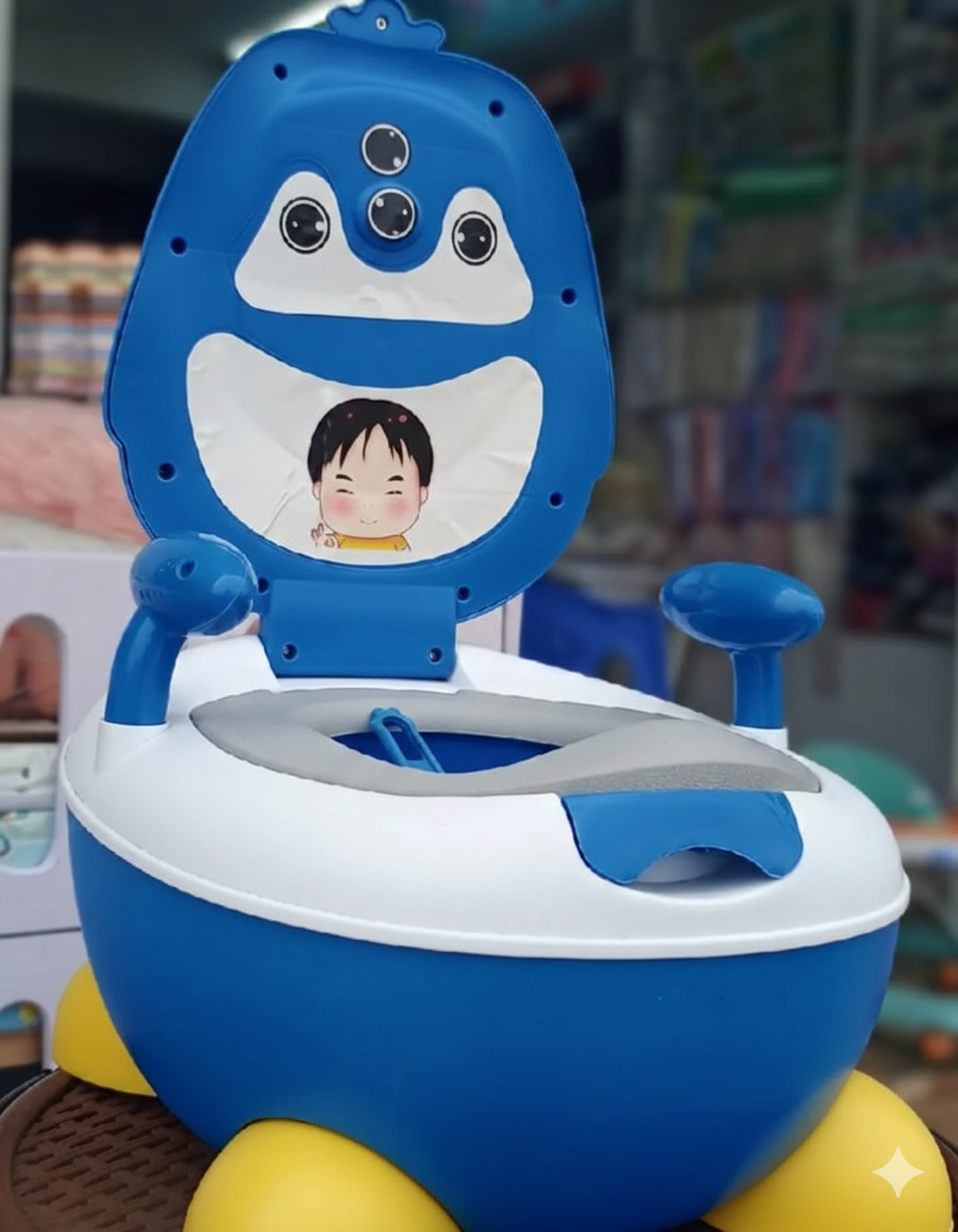 Interactive Blue Toddler Potty Training Seat with Lid