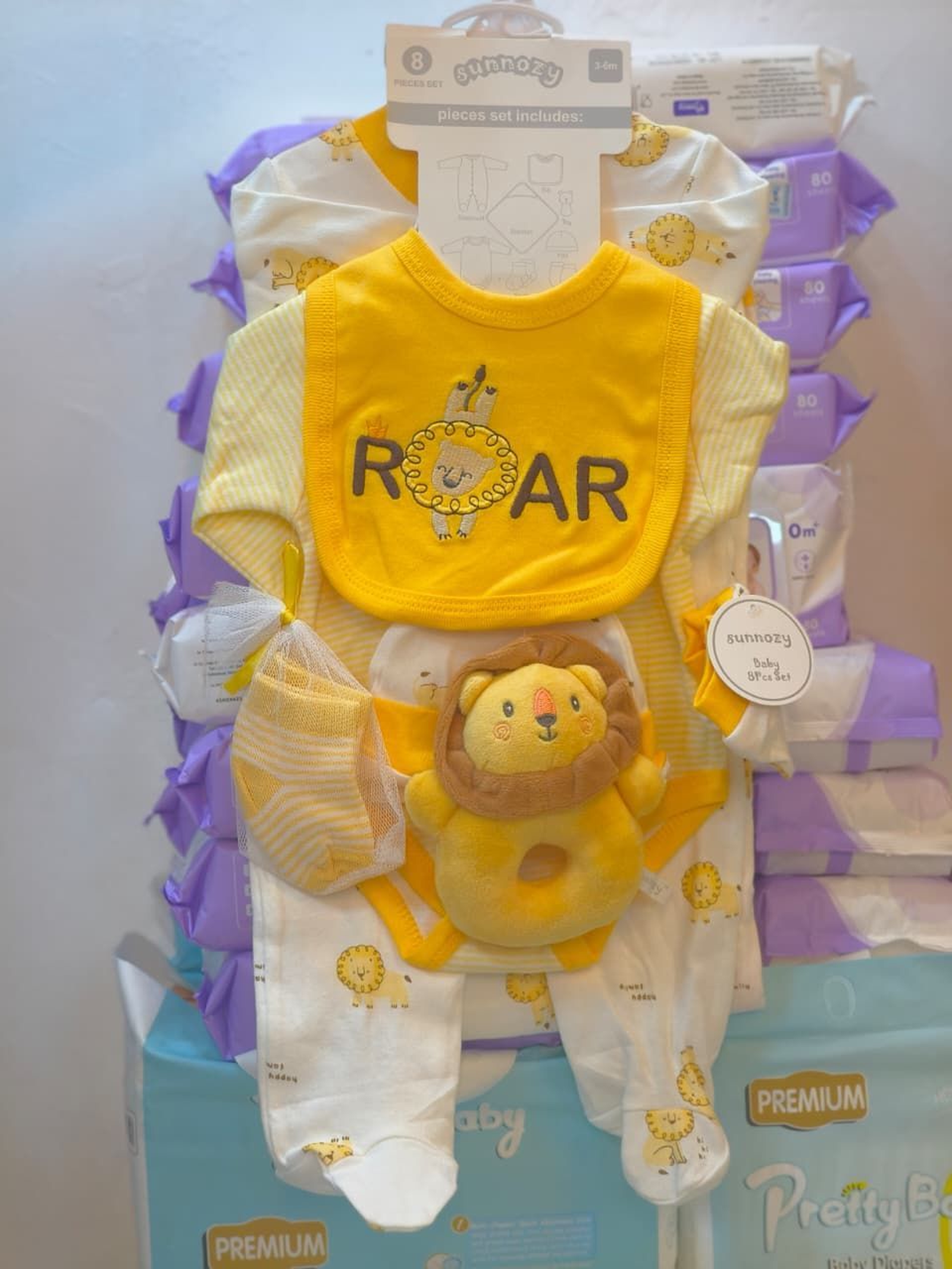 8-Piece Set: Onesie, Hat, Mitts, Bib, & More