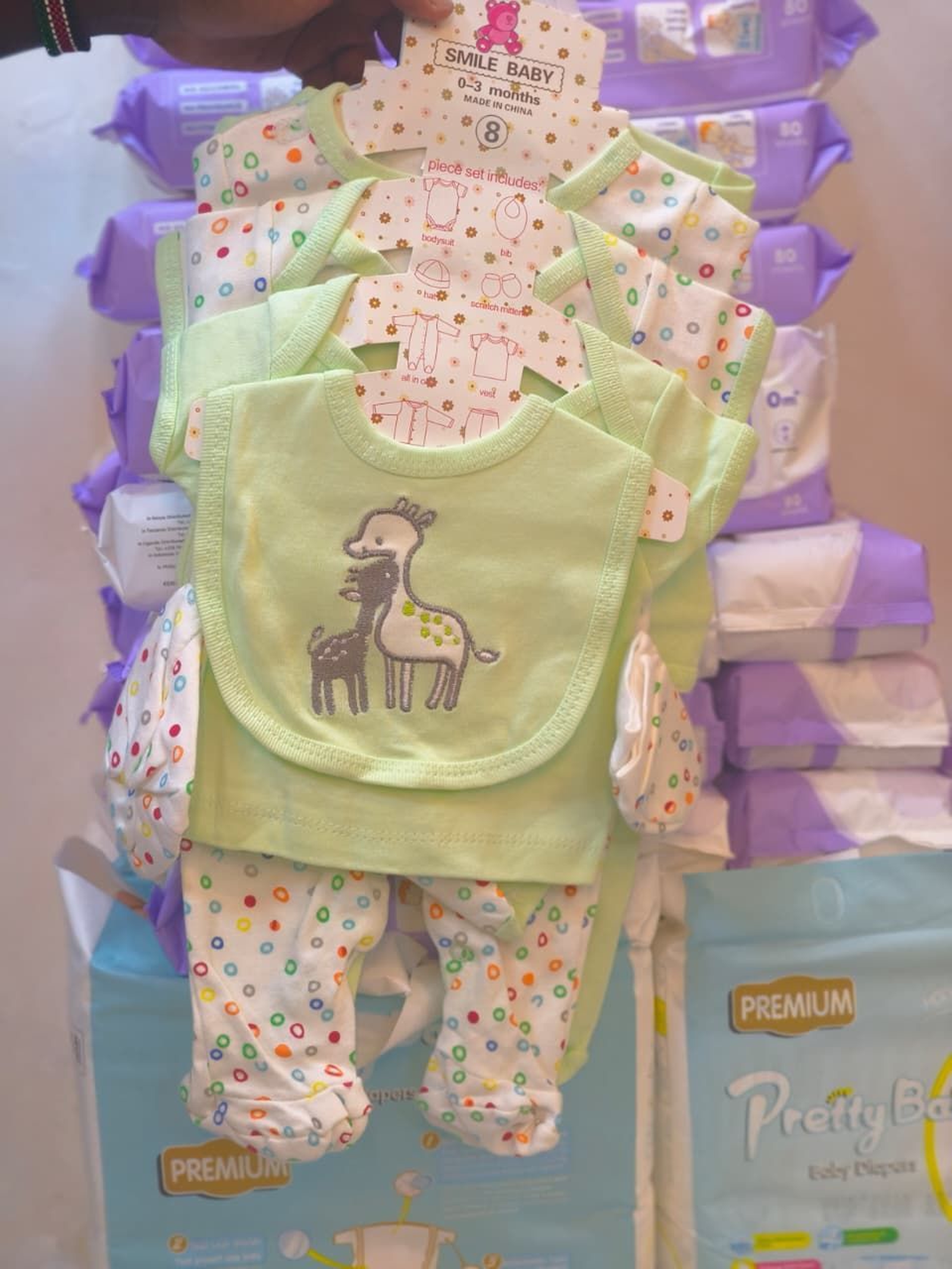 8-Piece Set: Onesie, Hat, Mitts, Bib, & More