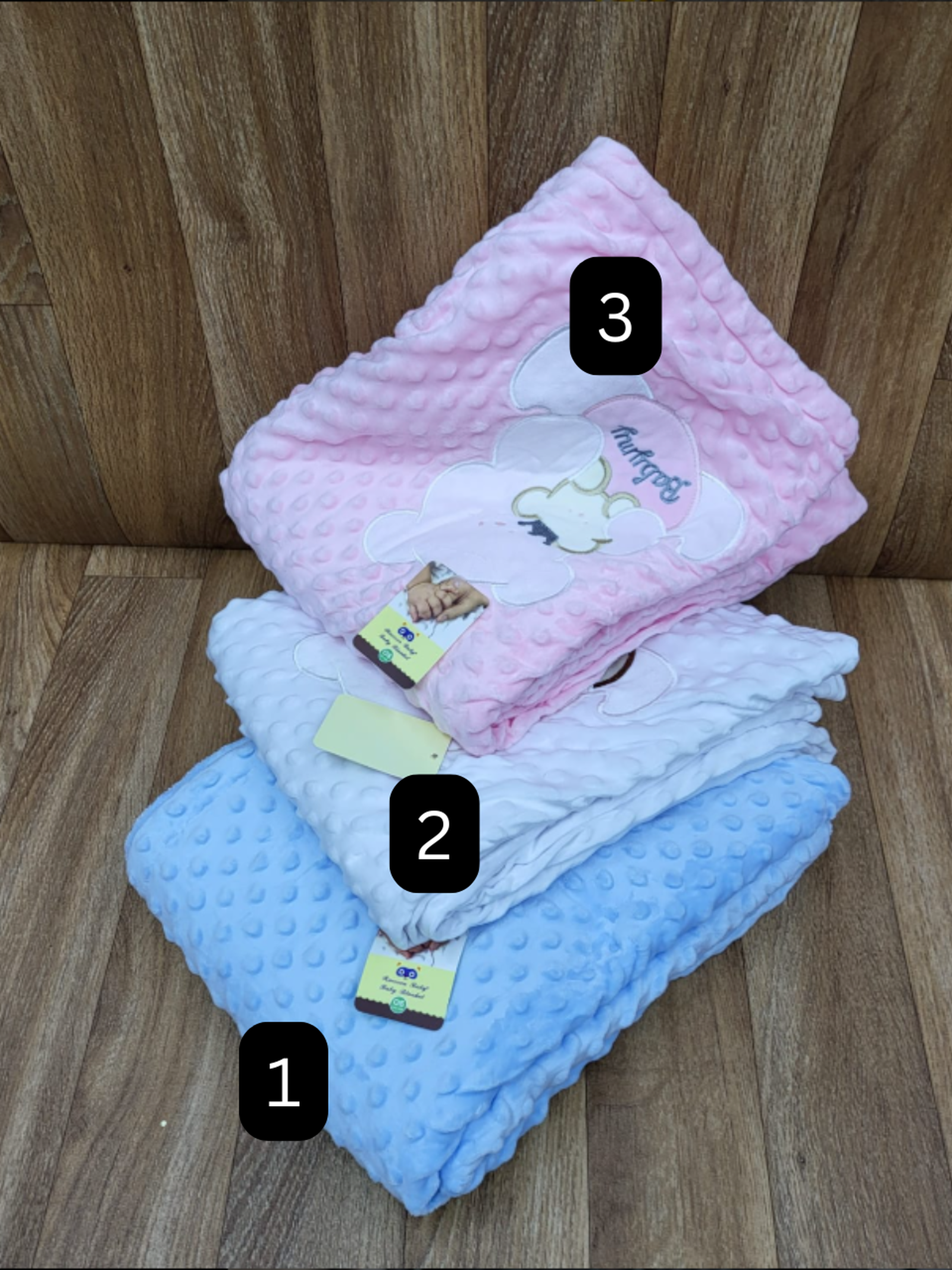 3-Pack Ultra-Soft Dimple Fleece Baby Blankets / Shawls with "Sweet Dreams" Embroidery