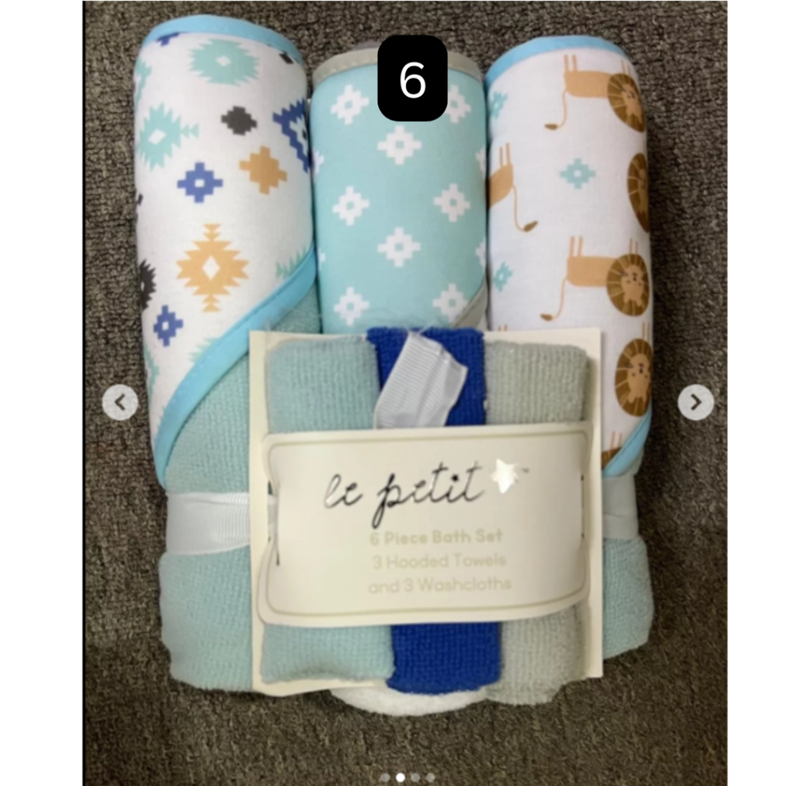  3 Hooded Towels & 3 Washcloths  