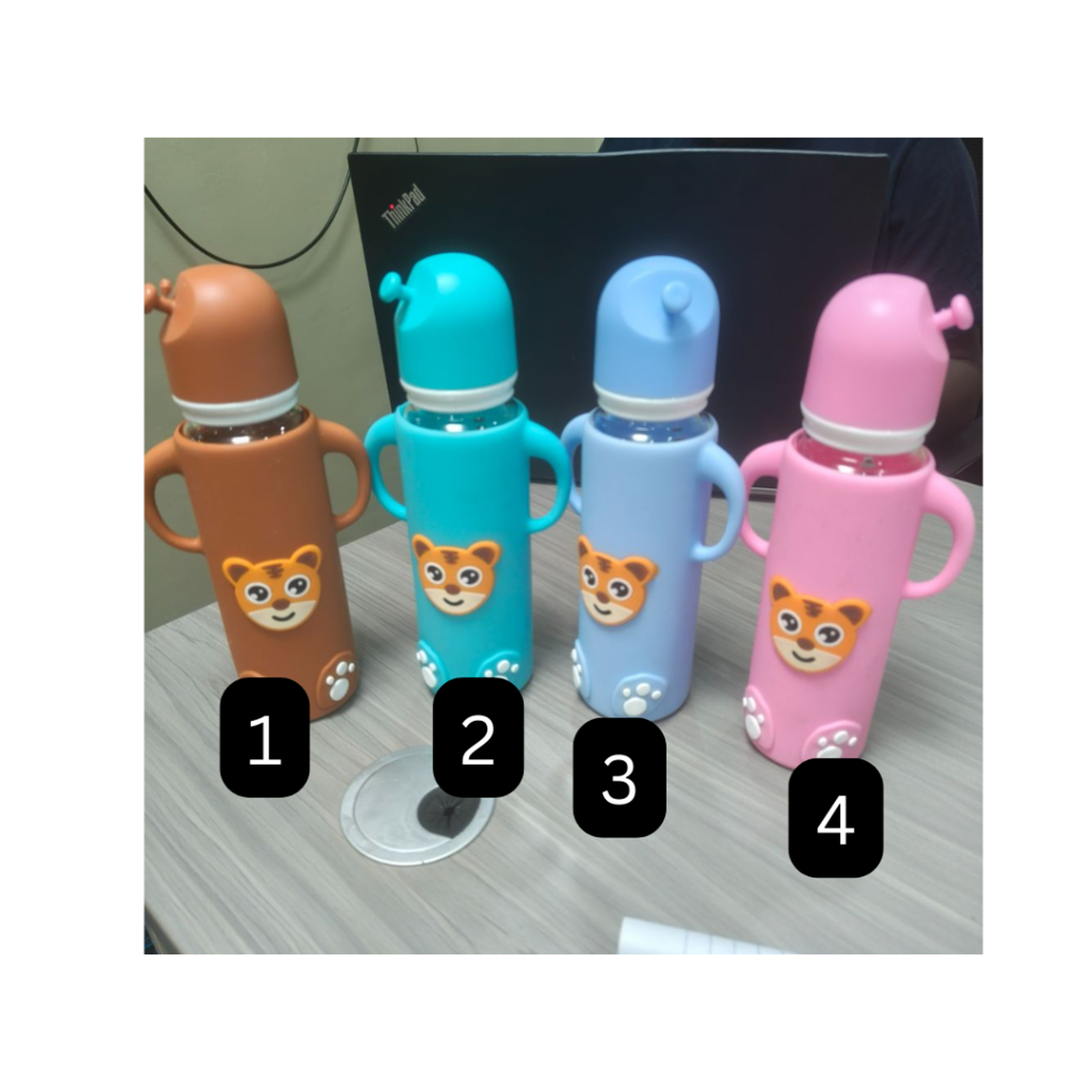 Dr Gym Cartoon Toddler Water Bottle with Handles | Leak-Proof Baby Cup