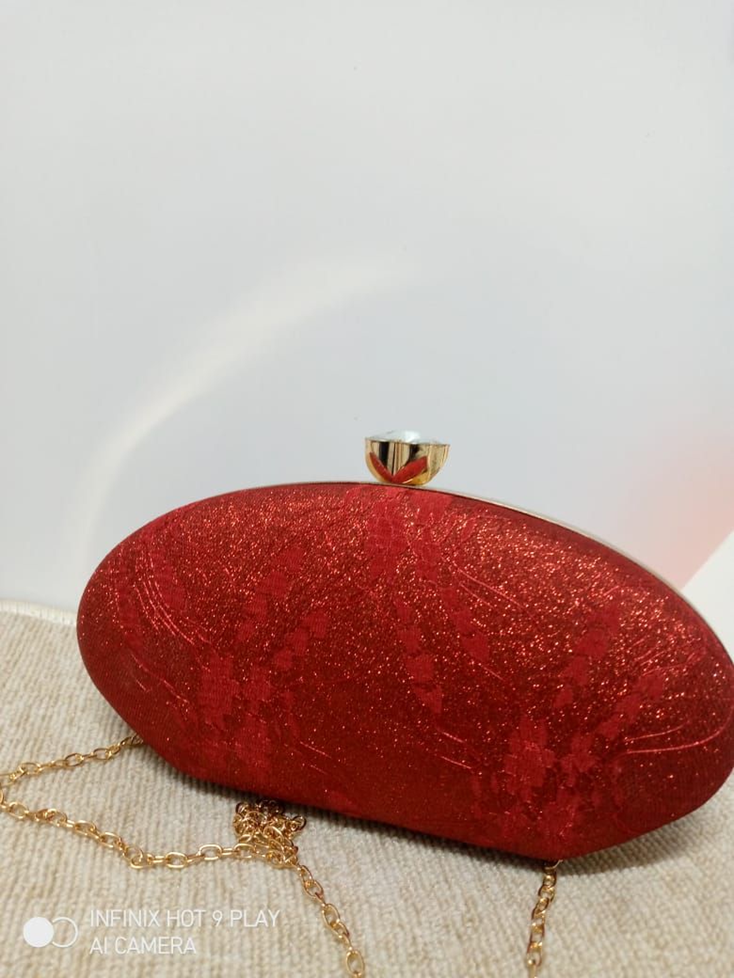 Unique red clutch bag 