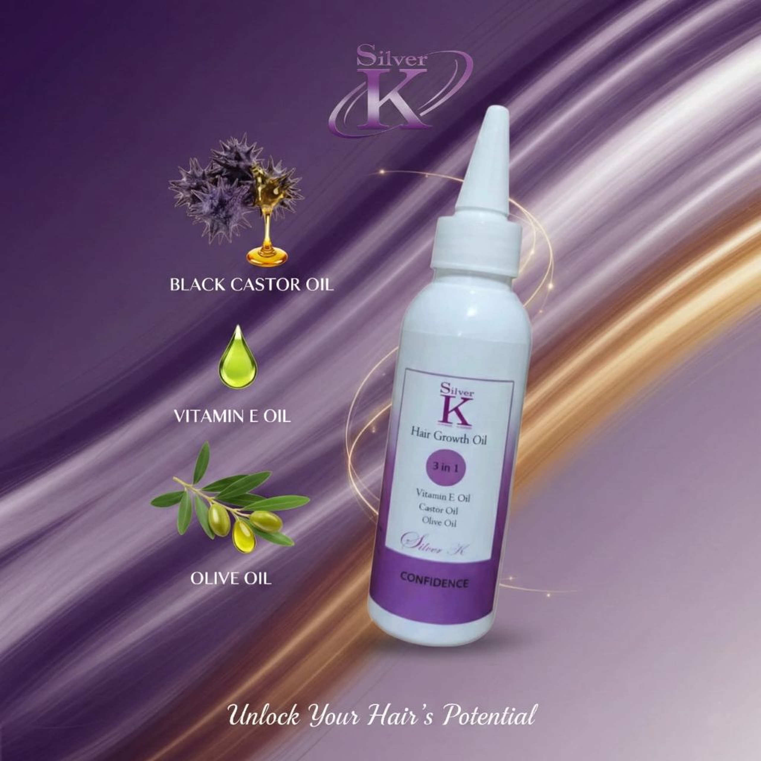 Silver K 3 in 1 Organic hair growth Oil
