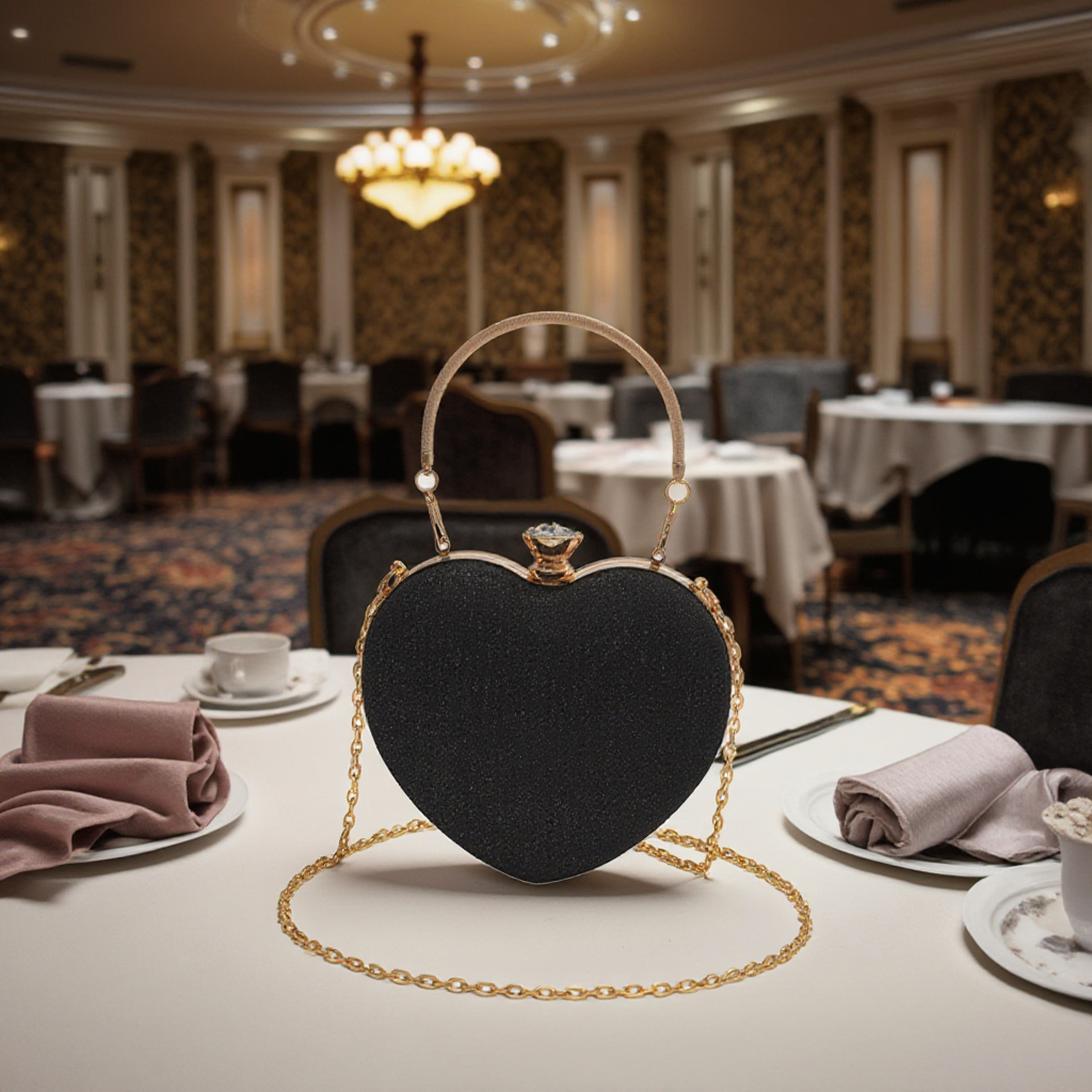Diamond Heart-Shaped Shoulder Bag 