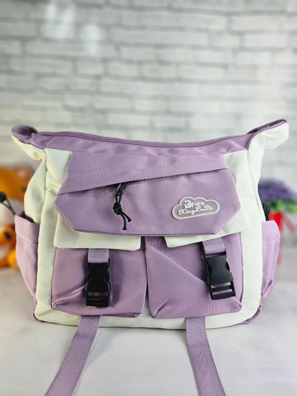 Purple tote bag