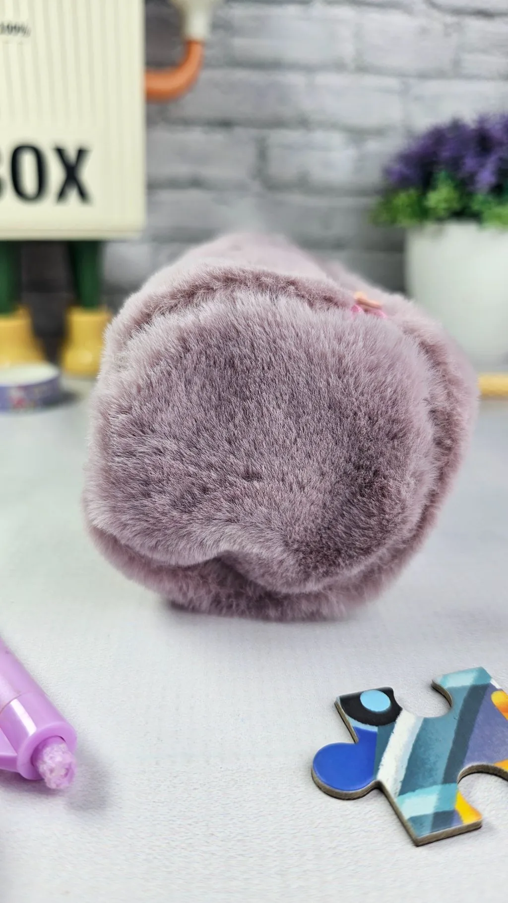 Purple fluffy pencil pouch/case /bag/organizer