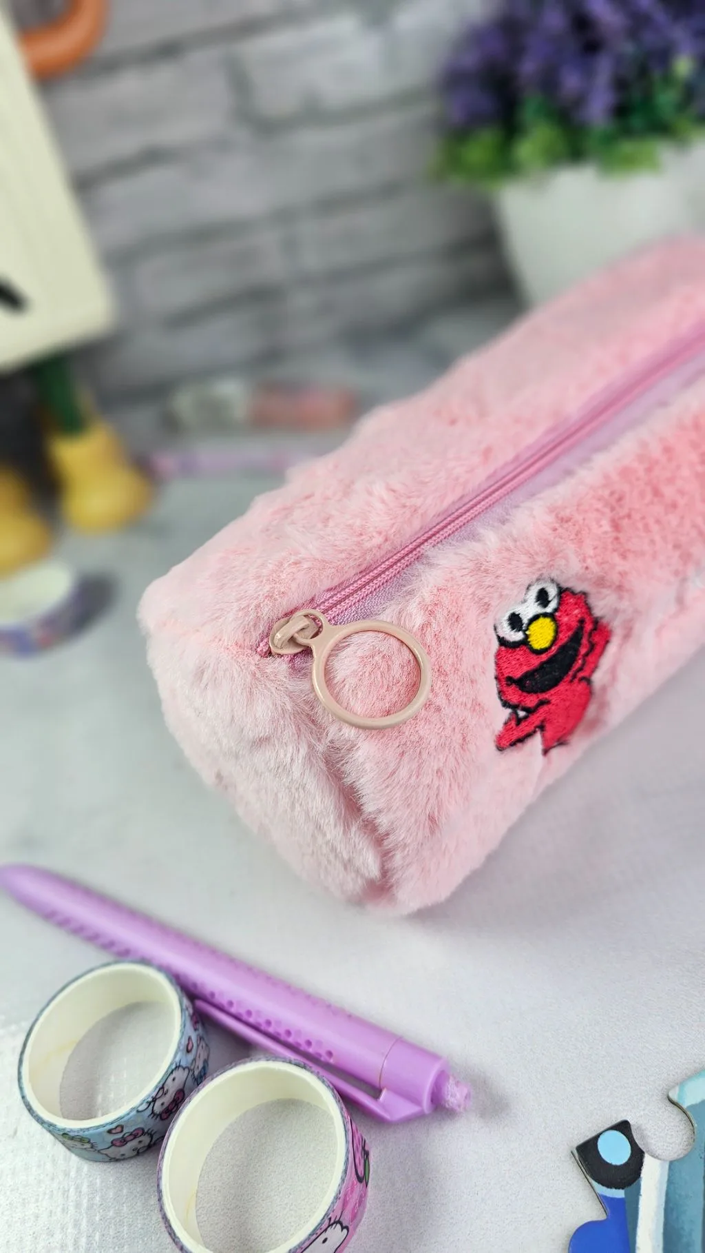 Pink Fluffy pencil pouches/organizer/bag