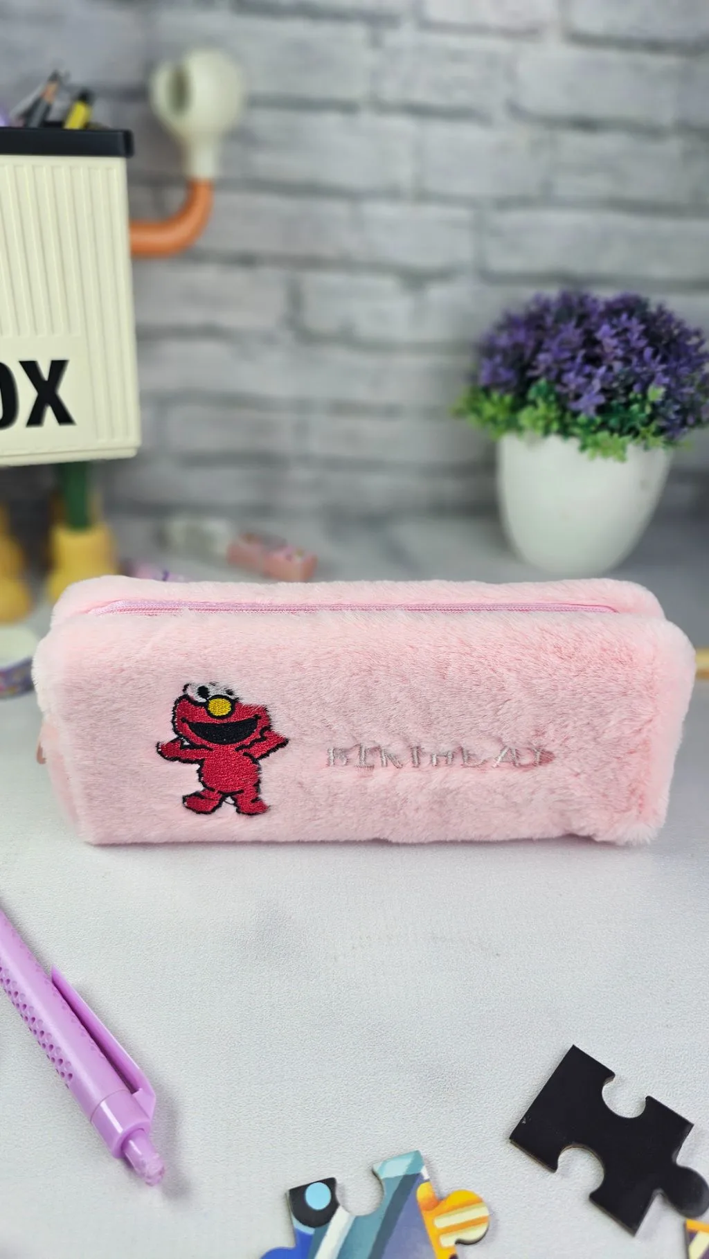Pink Fluffy pencil pouches/organizer/bag