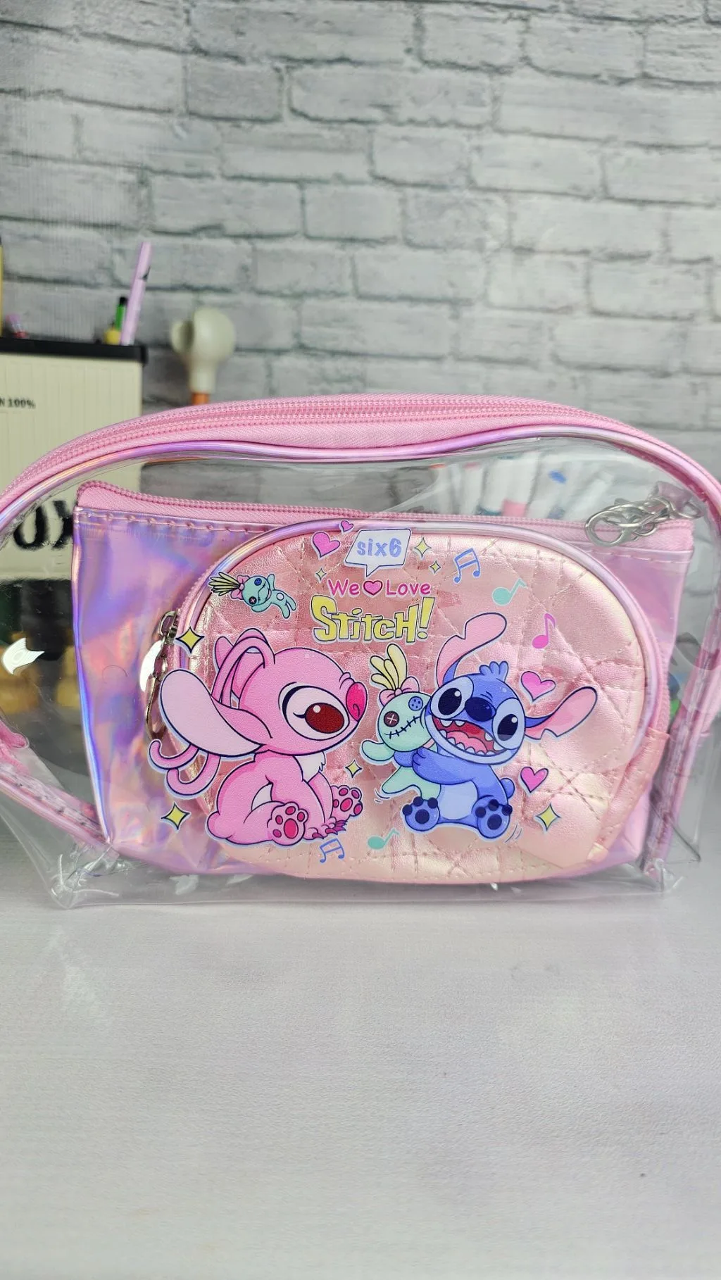 stitch 3 in 1 pink travel organizer bag stitch