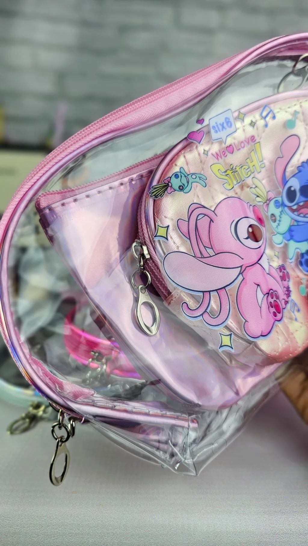 stitch 3 in 1 pink travel organizer bag stitch