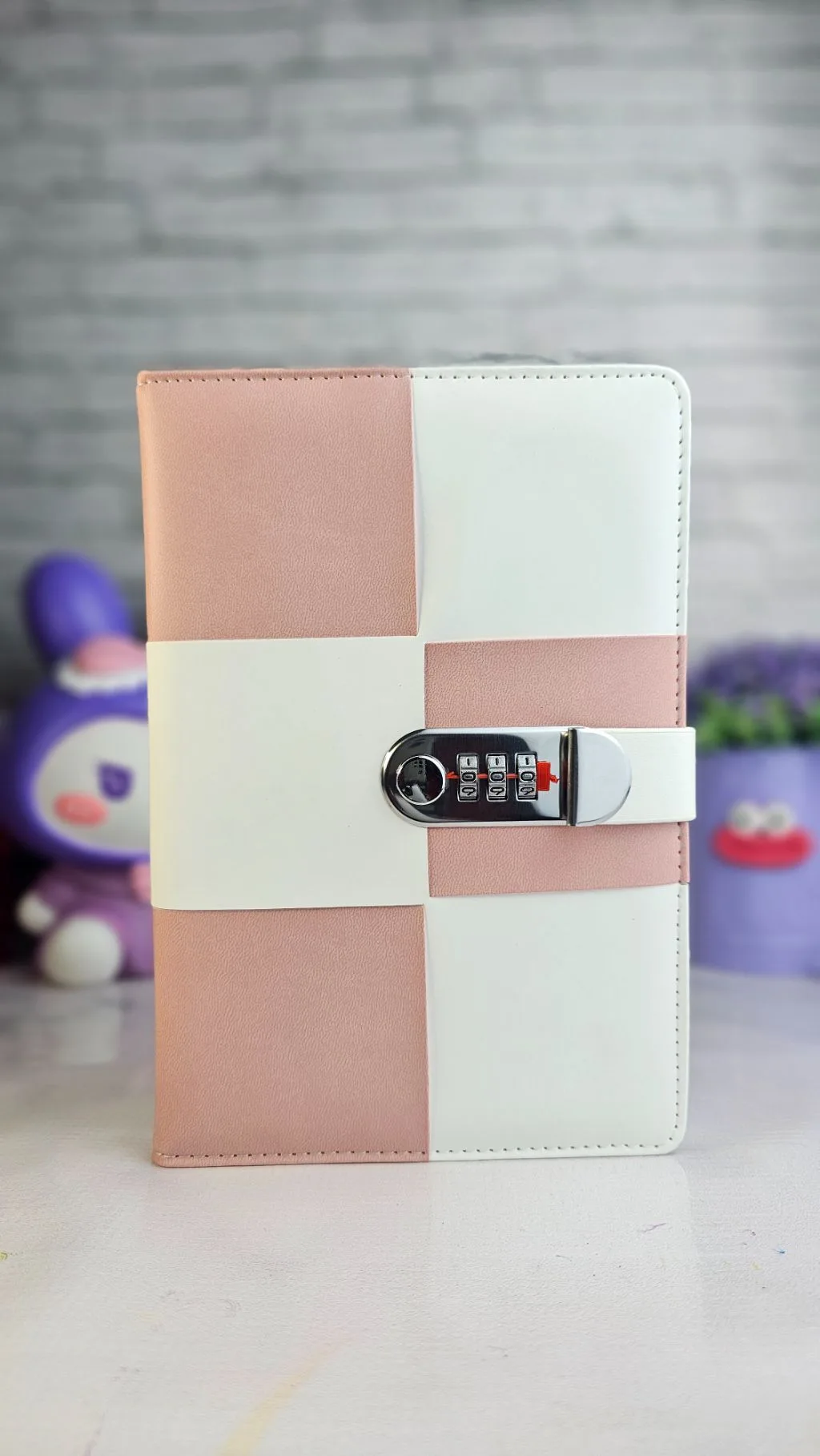 Checked password lock notebook ruled
