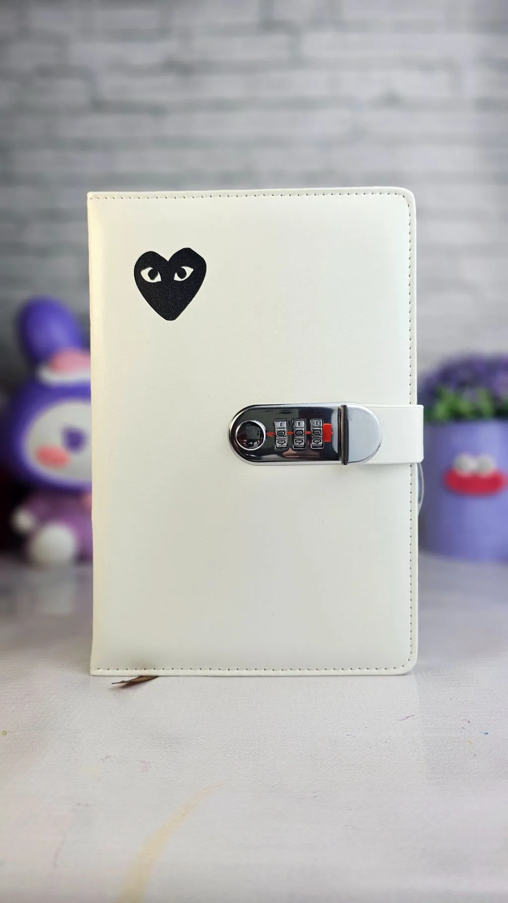 White minimalistic password lock notebook ruled