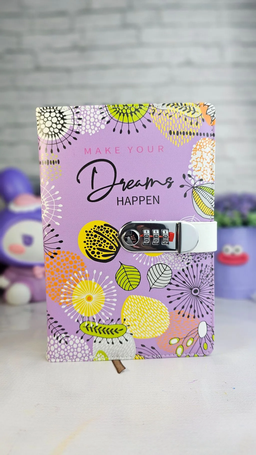 Purple dreams tropical password lock notebook ruled