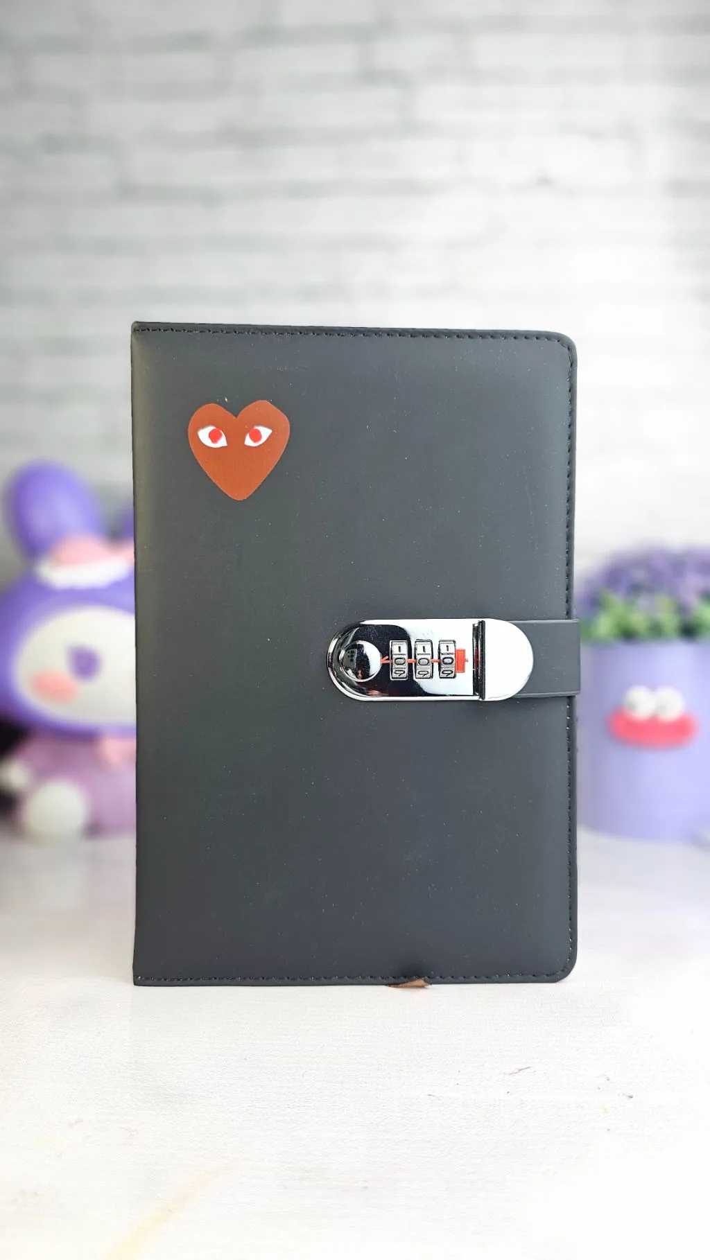 Black minimalistic password lock notebook ruled