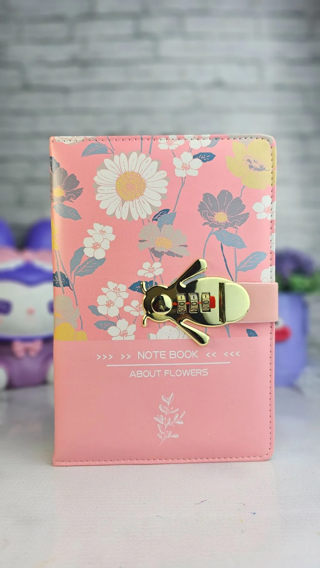 Floral tropical password lock notebook ruled