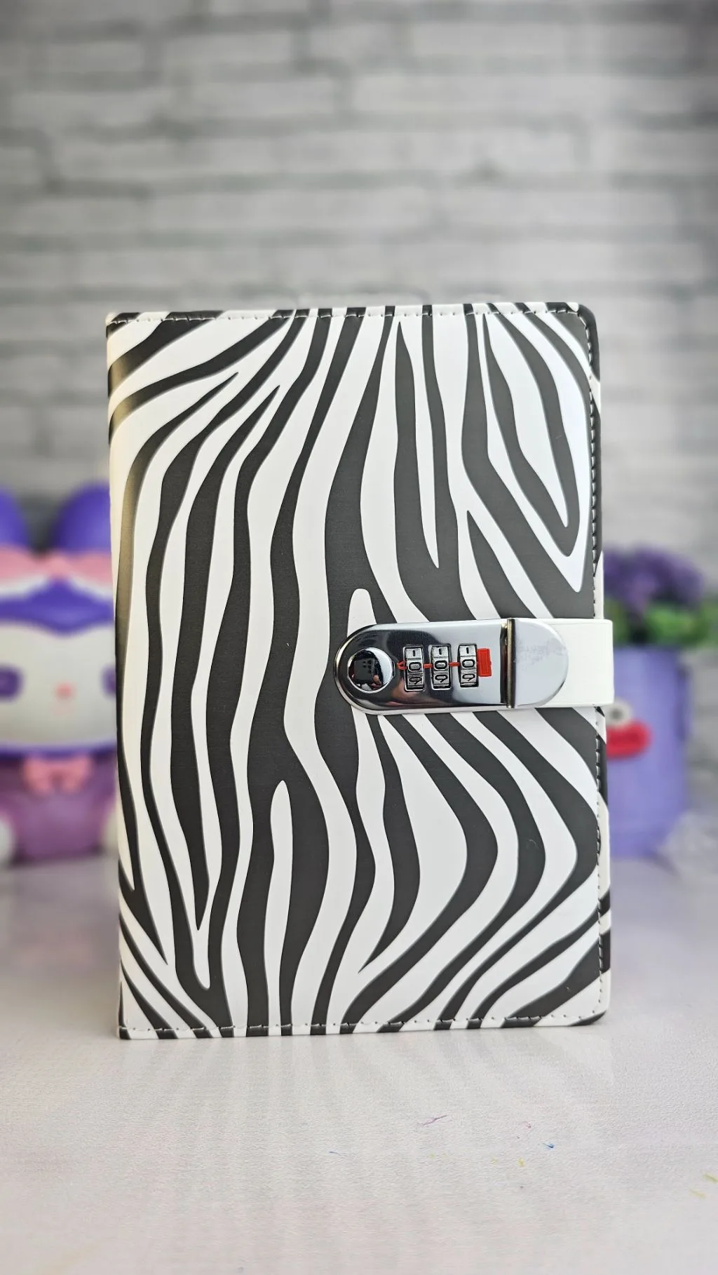 Zebra print password lock notebook ruled