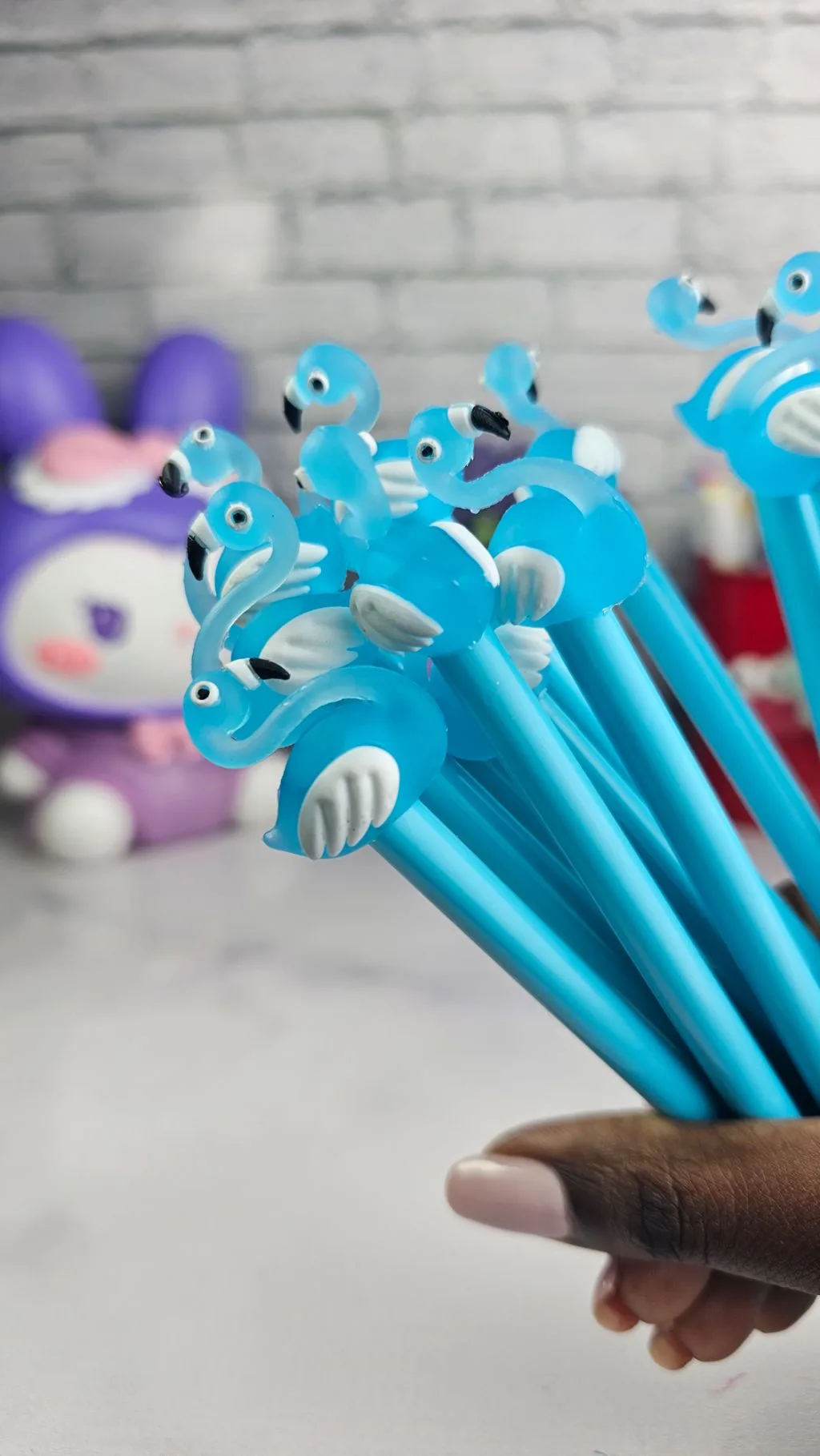 blue/grey/orange Cute random themed pens