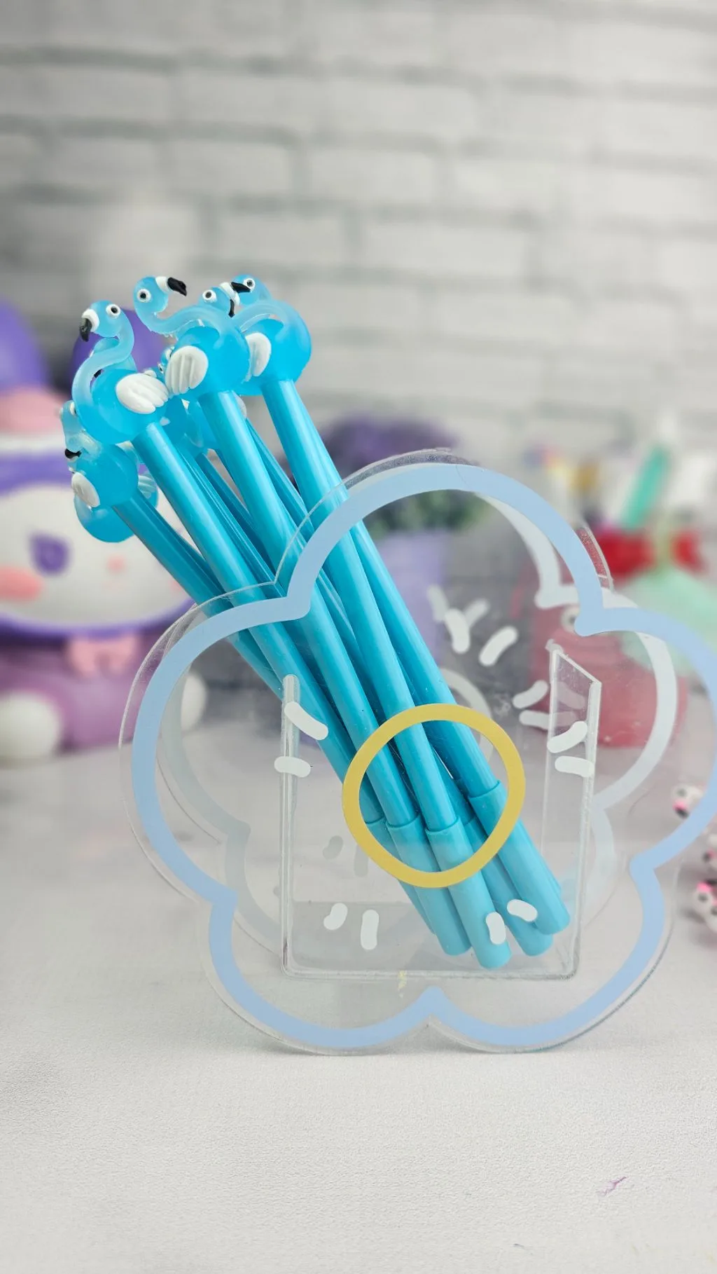 blue/grey/orange Cute random themed pens