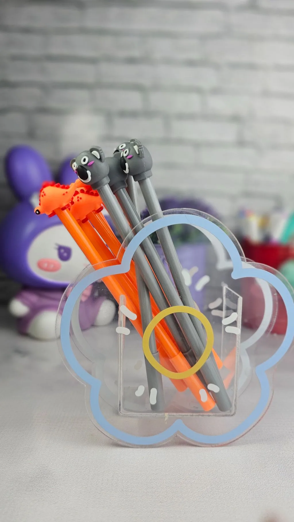 blue/grey/orange Cute random themed pens